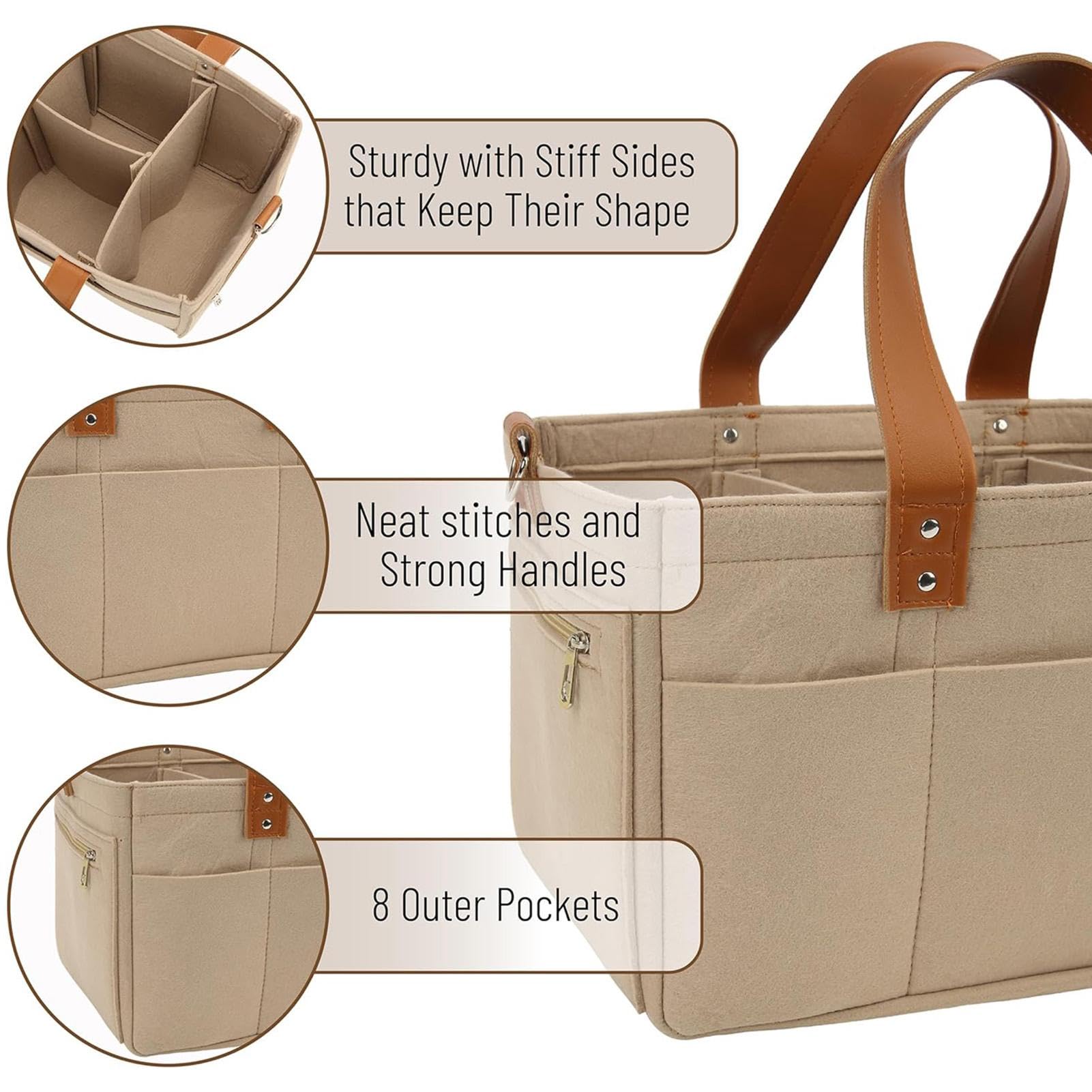 Large Capacity Felt Diaper Organizer Bag - Baby Travel Storage & Diaper Caddy for Moms | Perfect for On-the-Go Parenting, Daycare, and Family Trips