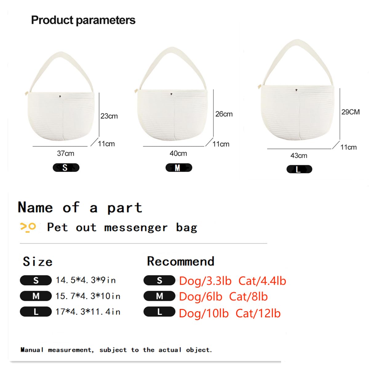 Cat Carrier Bag - Portable Pet Messenger Shoulder Bag for Small Dogs & Cats - Durable Canvas Pet Travel Carrier (Medium Size) - Perfect for Vet Visits, Outdoor Adventures & Daily Walks