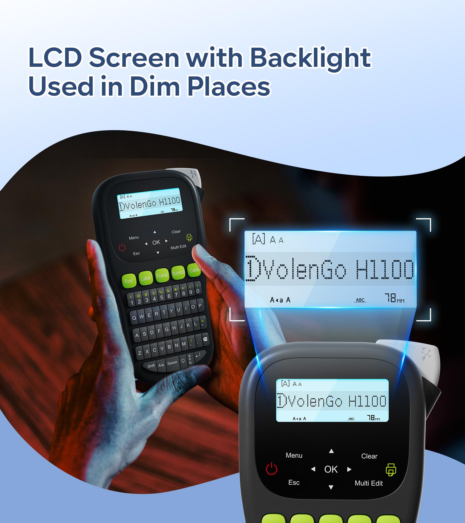 Ptouch H1100 Handheld Label Maker Machine with Waterproof & Laminated Tape, Backlit LCD Display & One-Touch Keys - Perfect for Home, Office, Warehouse & School Organization (Labeling Files, Storage Bins, Cables & More)