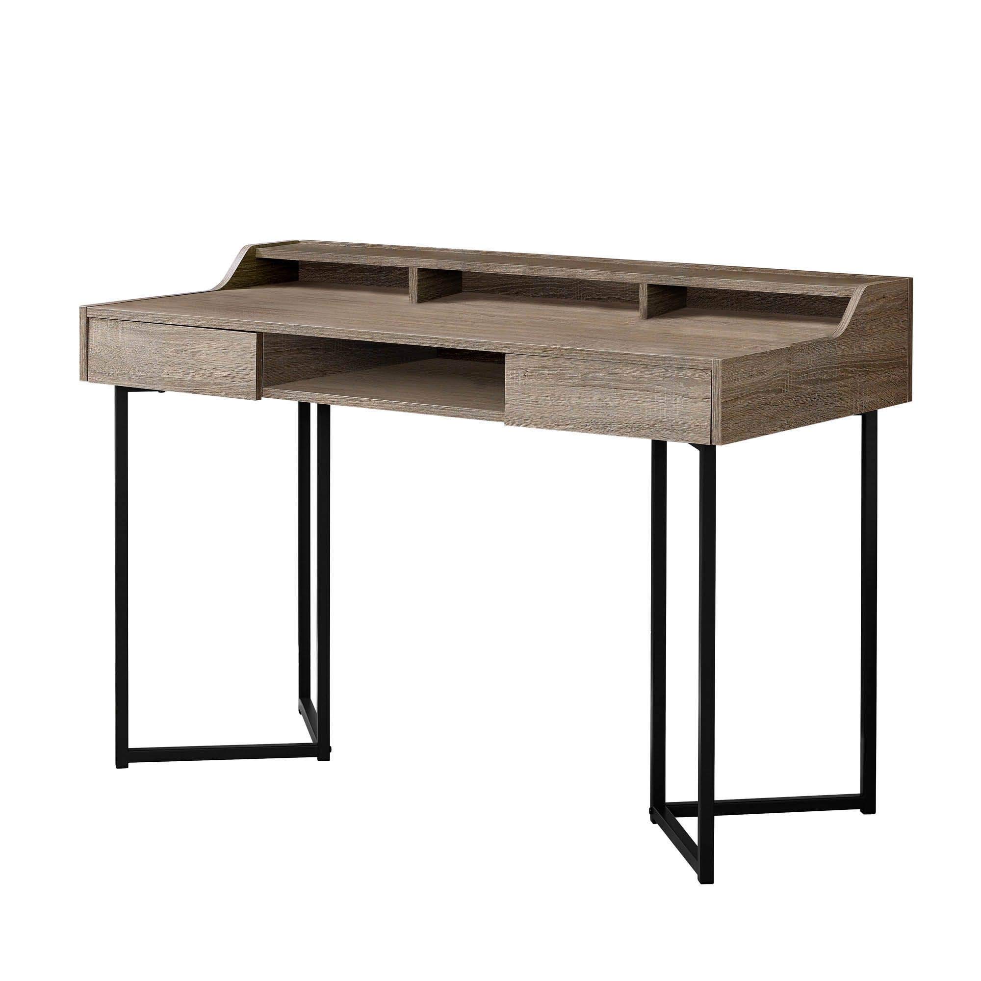 Offex 48 Inch Modern L-Shaped Computer Desk with 2 Storage Drawers - Dark Taupe & Black Finish for Home Office, Gaming & Workspace Setup