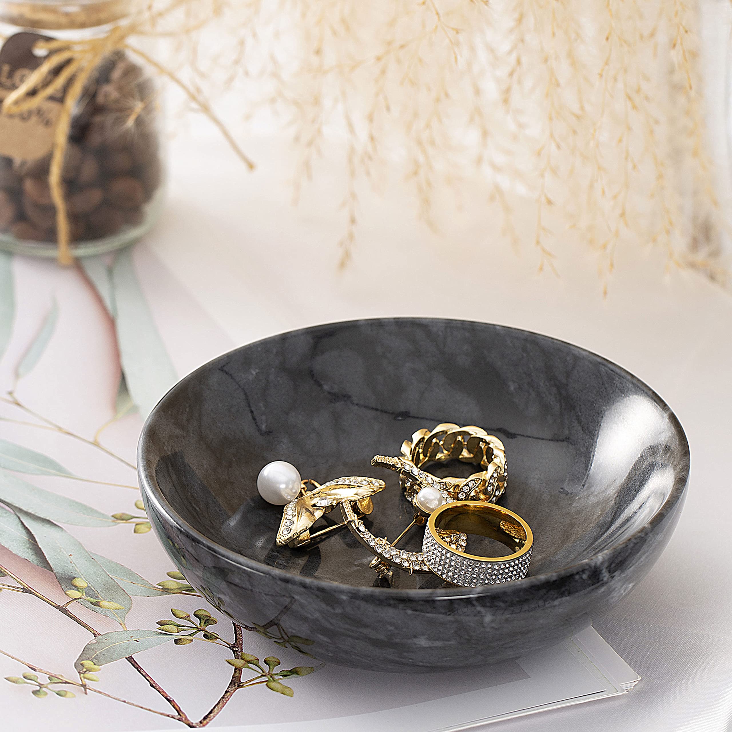 Marble Jewelry Dish for Rings & Earrings - Elegant Vanity Organizer