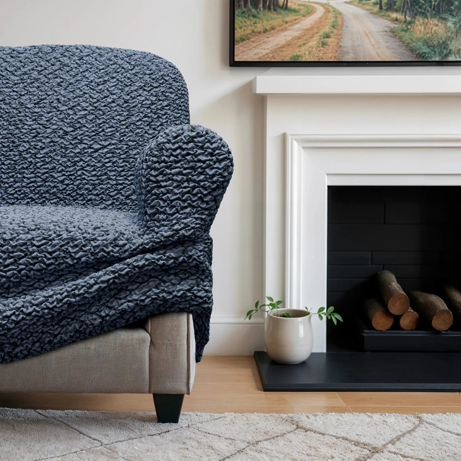 3 Seater Sofa Slipcover - Soft Microfiber Printed Fabric - Perfect for Living Room, Family Room & Home Decor