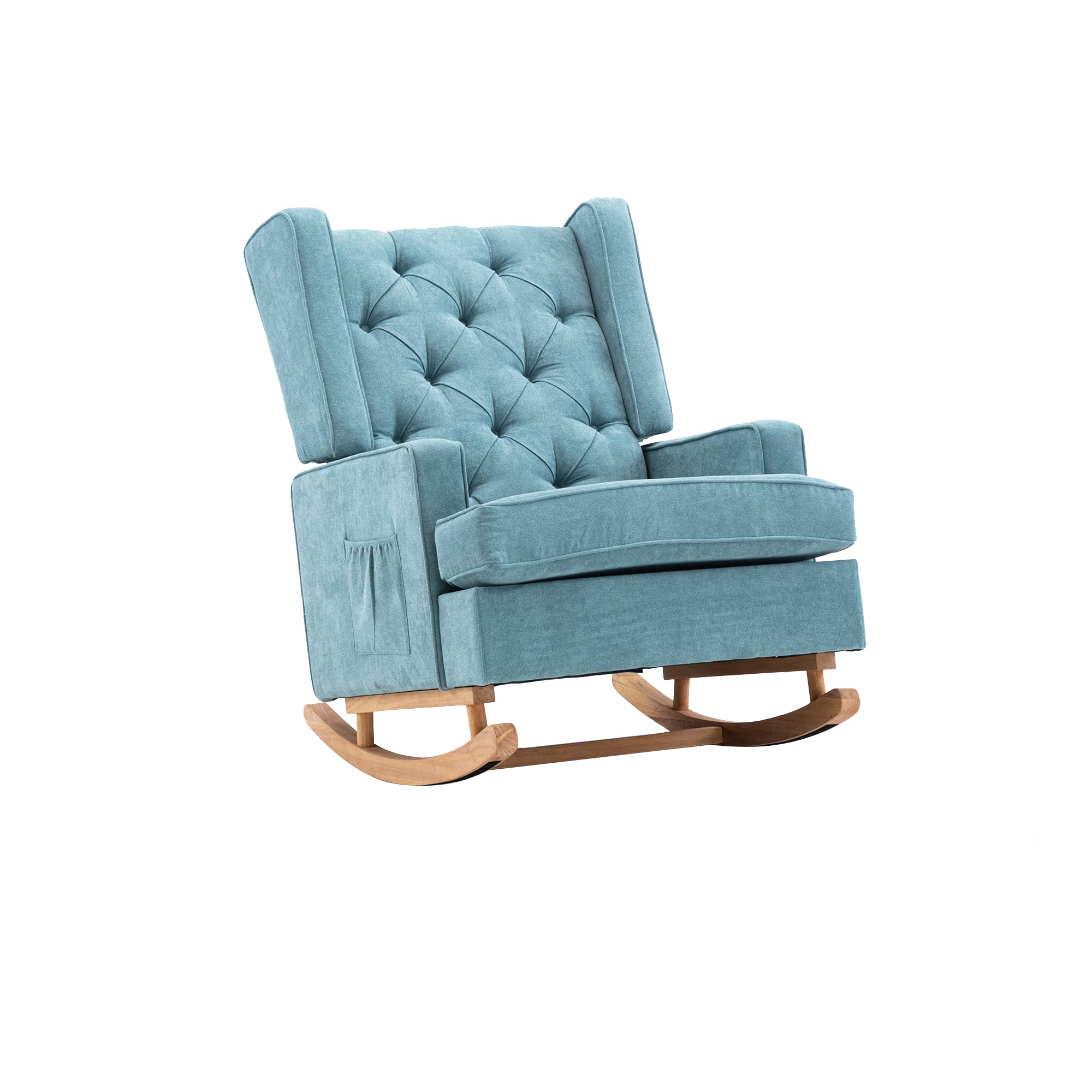 Bellemave Mid Century Modern Accent Chair - Mint Green Upholstered Rocking Chair with Solid Wood Base for Living Room, Nursery & Baby Room | Oversized Wingback Armchair for Relaxing, Nursing & Decor