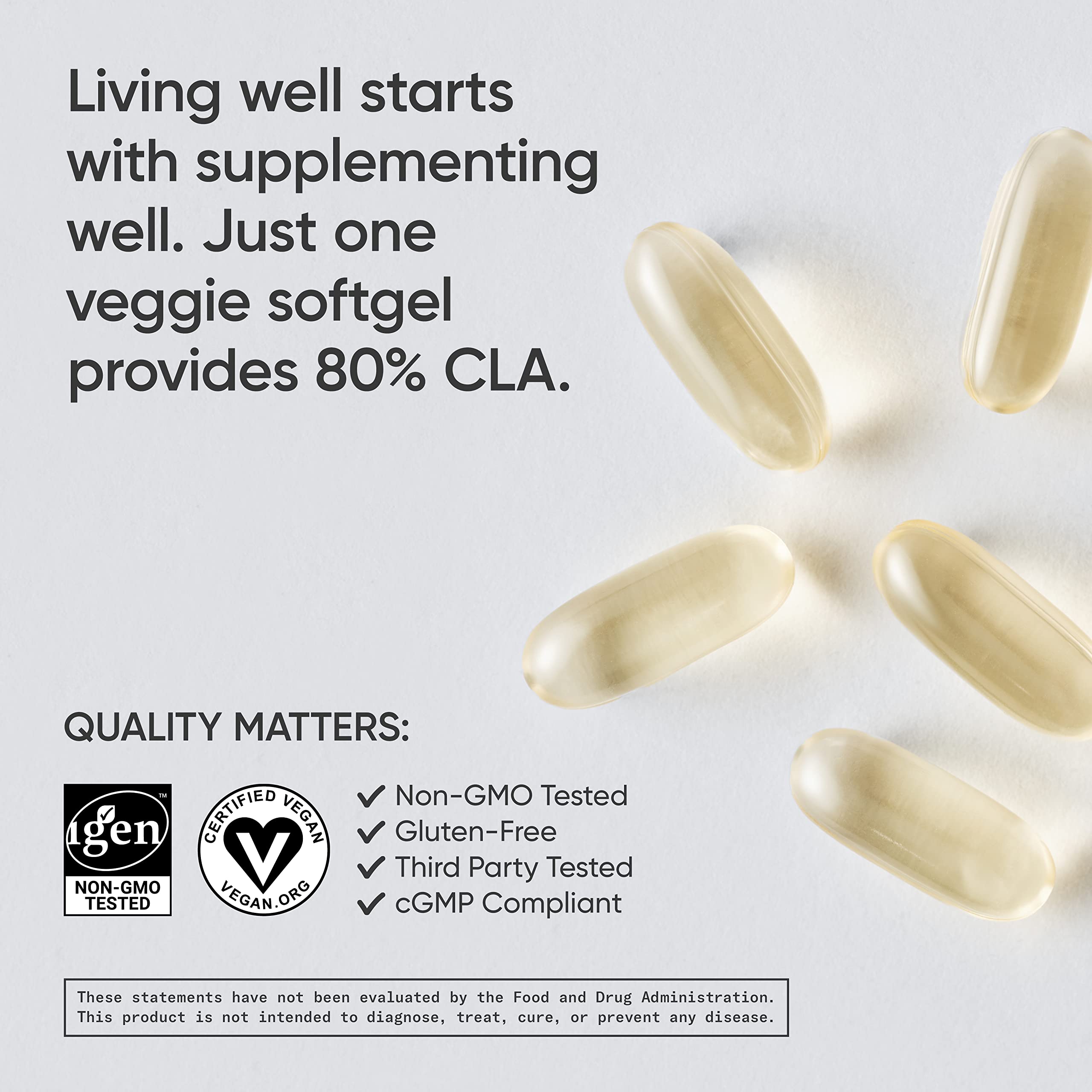 Sports Research Vegan CLA 1250mg - Conjugated Linoleic Acid Supplement for Weight Management | Non-GMO, Soy & Gluten Free (180 Softgels) | Supports Metabolism & Energy for Active Men & Women