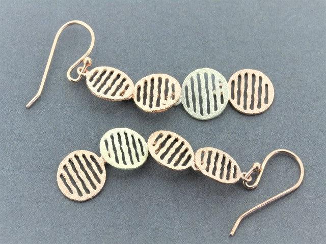 2 Mini Mesh Disc Drop Earrings - Silver & Rose Gold for Women, Elegant Dangle Earrings for Party, Wedding & Everyday Wear