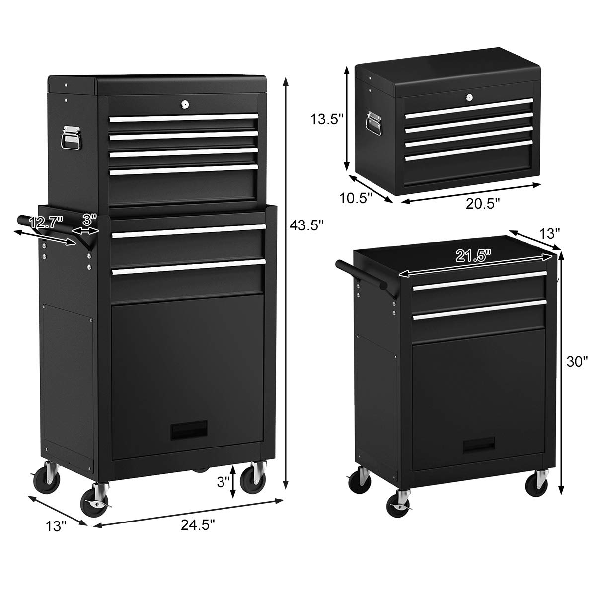 Goplus 6-Drawer Rolling Tool Chest with Auto Locking System, Lockable Wheels & Sliding Drawers - Heavy Duty Tool Storage Cabinet for Garage, Workshop & DIY Projects (Black) - Perfect for Mechanics, Carpenters & Home Improvement