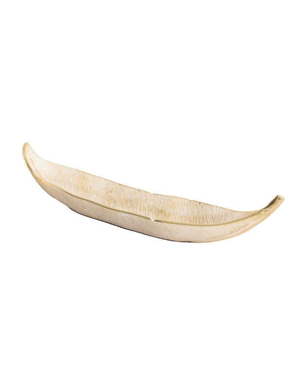 Elegant Gold and White Leaf-Shaped Decorative Bowl for Home Decor, Centerpiece, and Party Serving - Perfect for Dining Table, Wedding, and Holiday Decorations