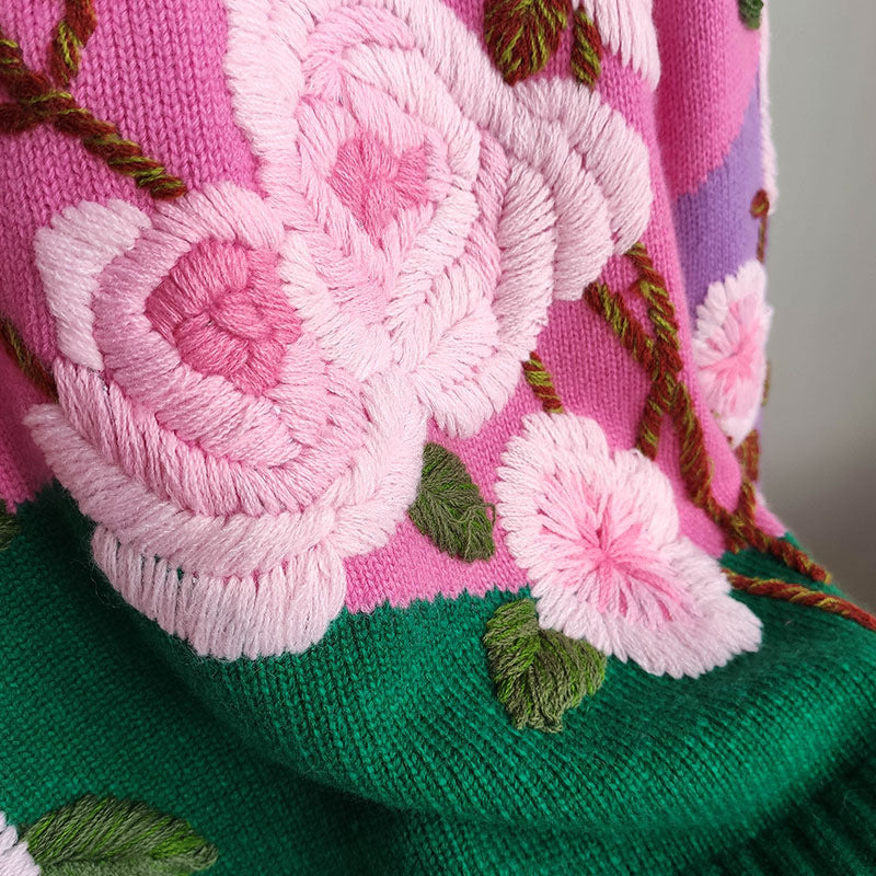3D Flower Loose Knit Sweater for Women - Cozy Autumn & Spring Pullover - Casual Lazy Day Outfits for Work or Weekend