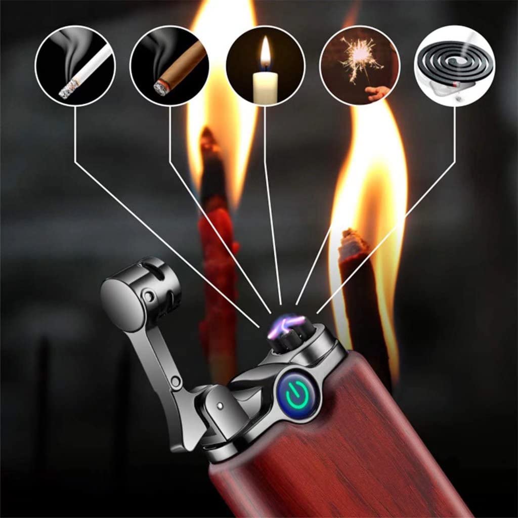 Rechargeable Plasma Lighter Windproof for Cigarettes & Cigars - Red Sandalwood Black