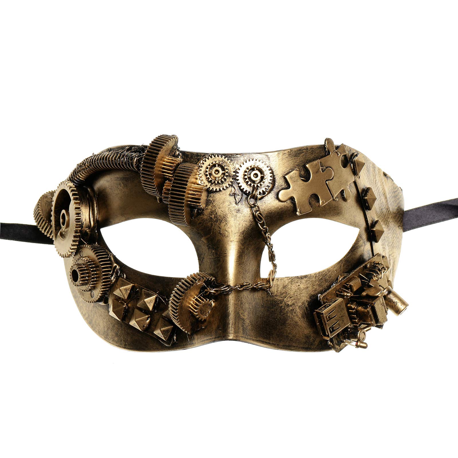 Steampunk Roman Masquerade Half Face Mask - Vintage Gothic Eye Cover for Cosplay, Halloween, and Themed Parties - Perfect for Costume Events, LARP, and Renaissance Fairs