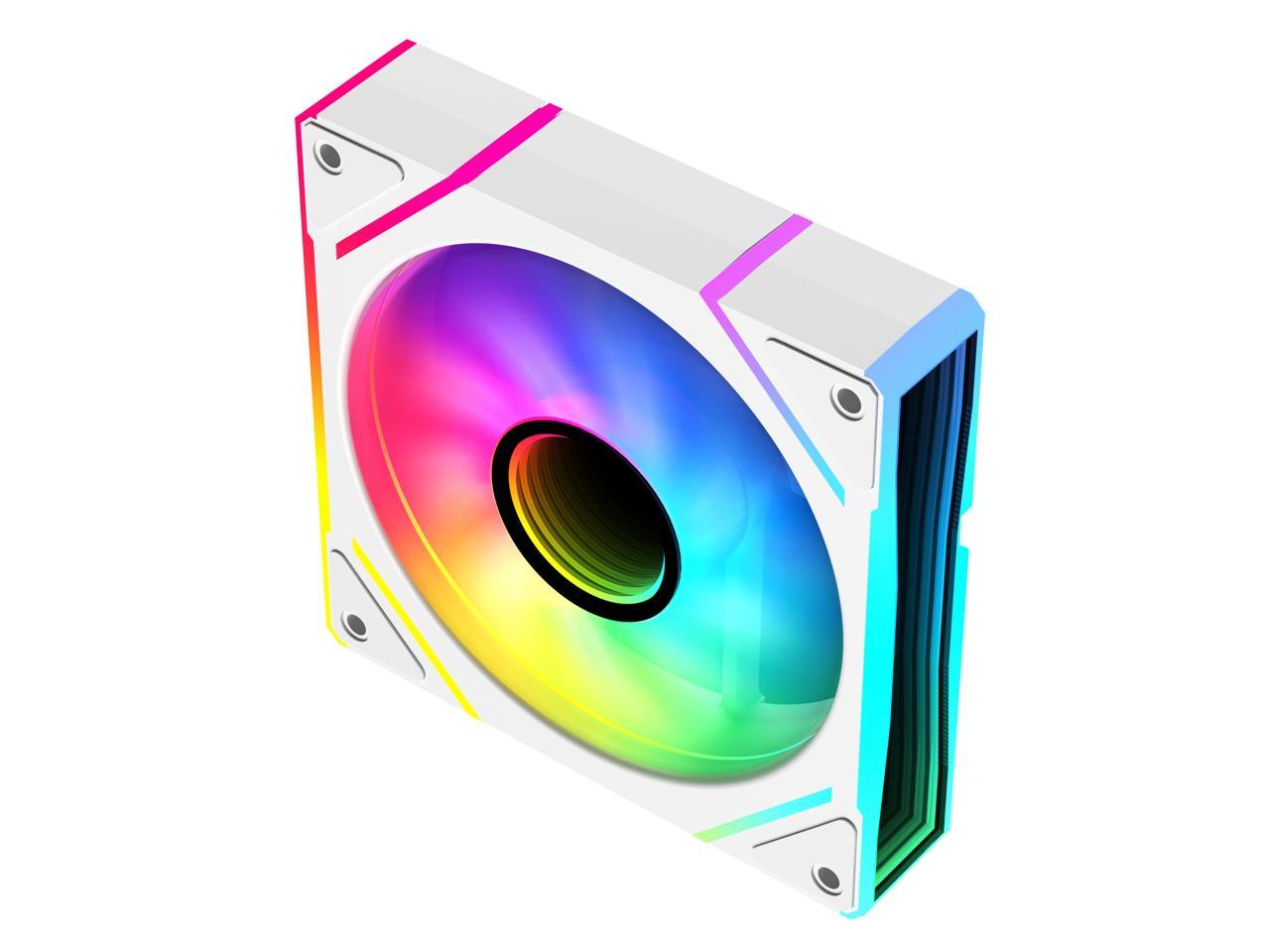 SAMA YF1203IW ARGB 120mm PC Cooling Fan - White LED Case Fan with Adjustable RGB Lighting for Gaming PC, Computer Case & CPU Cooler - Perfect for Gaming Rigs, Workstations & PC Builds