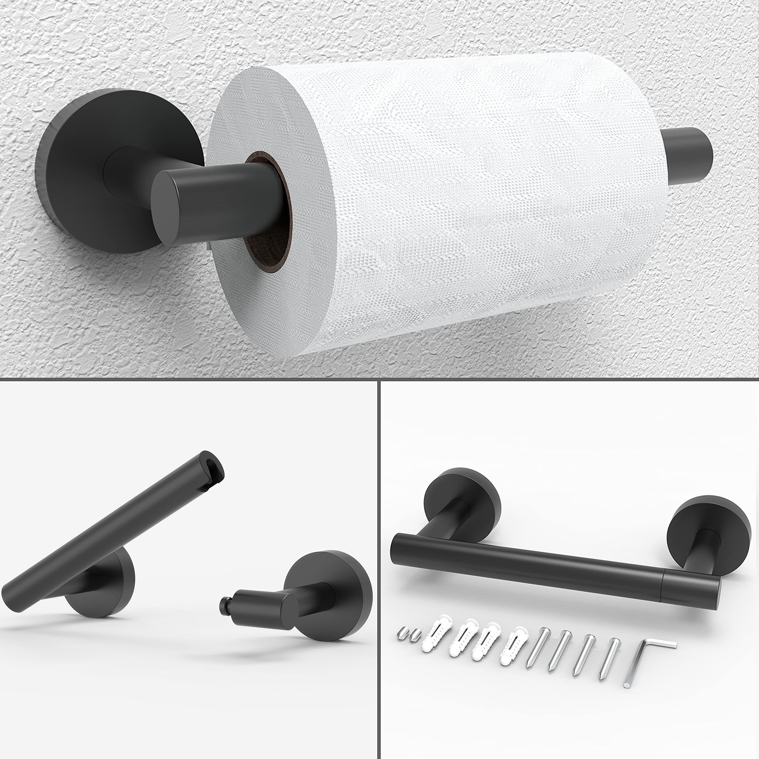 Matte Black Toilet Paper Holder Set - SUS304 Stainless Steel for Bathroom Decor
