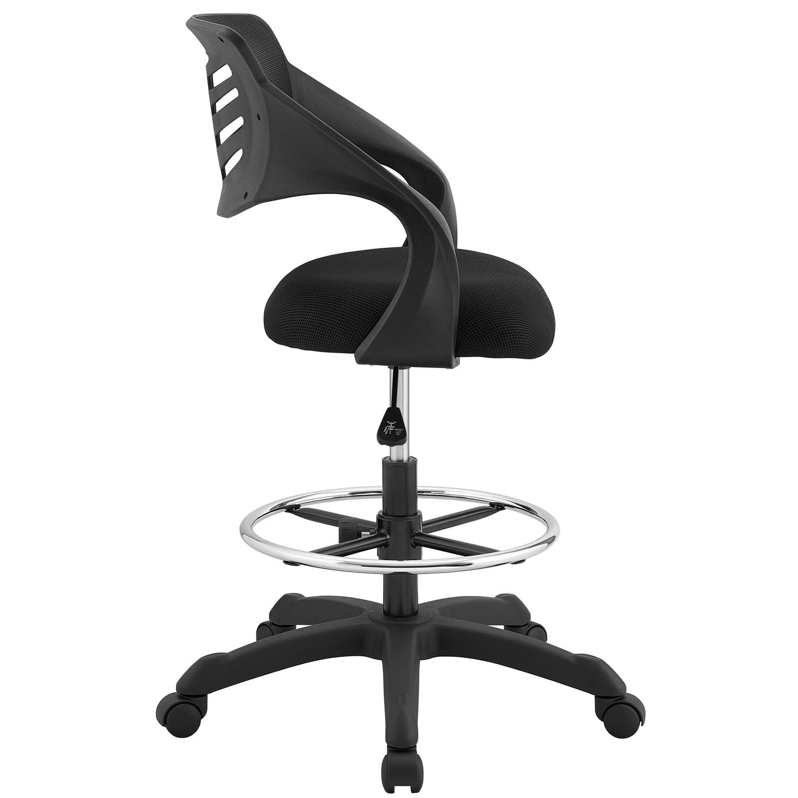 Modway Thrive Adjustable Drafting Chair - Ergonomic Tall Office Chair for Standing Desks, Black - Perfect for Architects, Artists & Home Office Workspaces