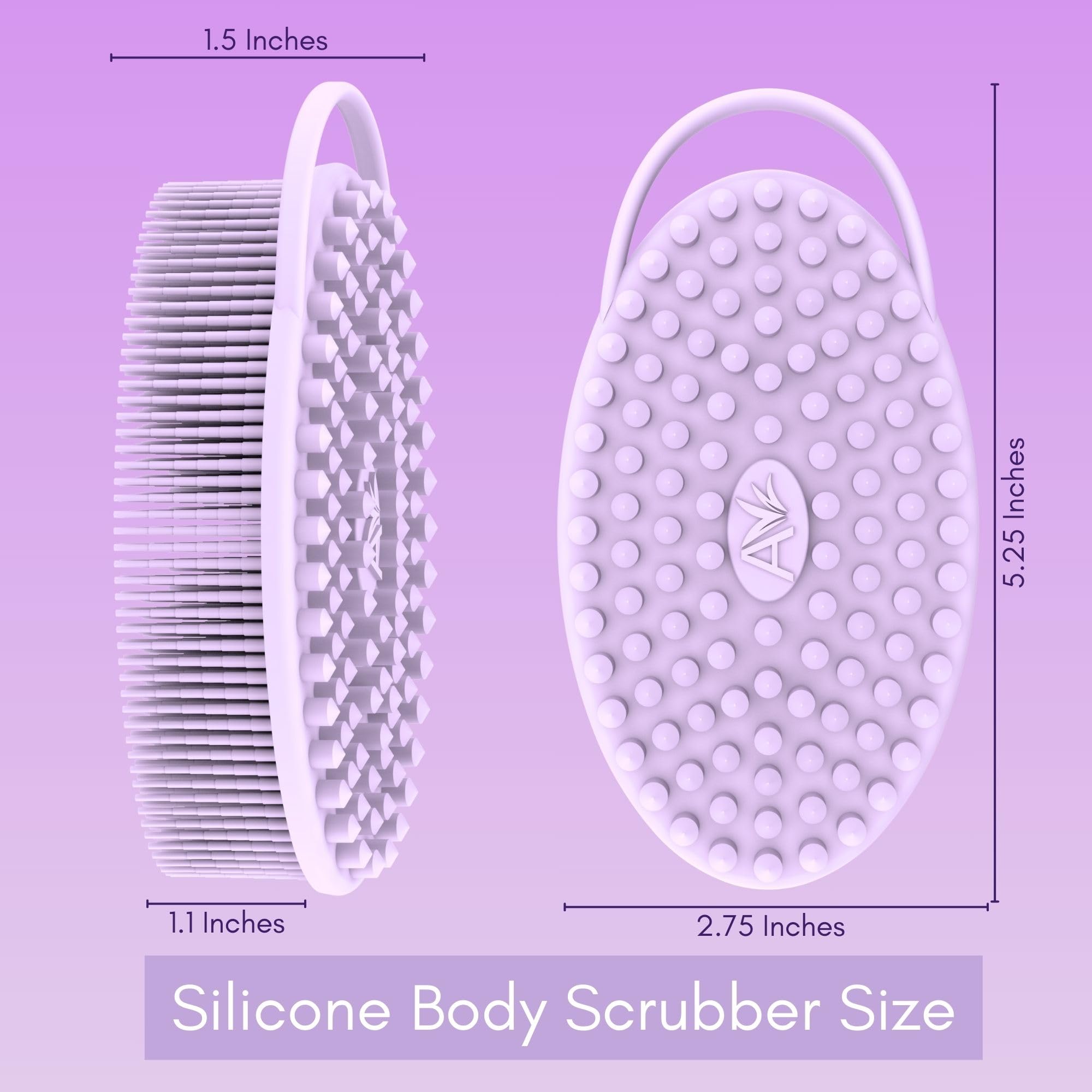 Avilana Silicone Body Scrubber – Dual-Sided Exfoliator for Men & Women, Gentle Loofah Alternative, Easy-to-Clean Silicone Shower Scrubber for Smooth Skin – Perfect for Daily Shower & Spa Use