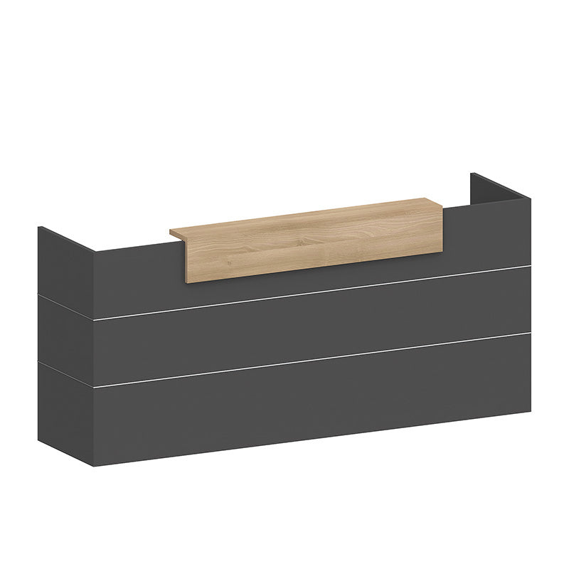 BELEN 8ft Reception Desk - Acacia Wood & Carbon Grey Finish - Modern Office Furniture for Lobby, Waiting Area, or Corporate Front Desk