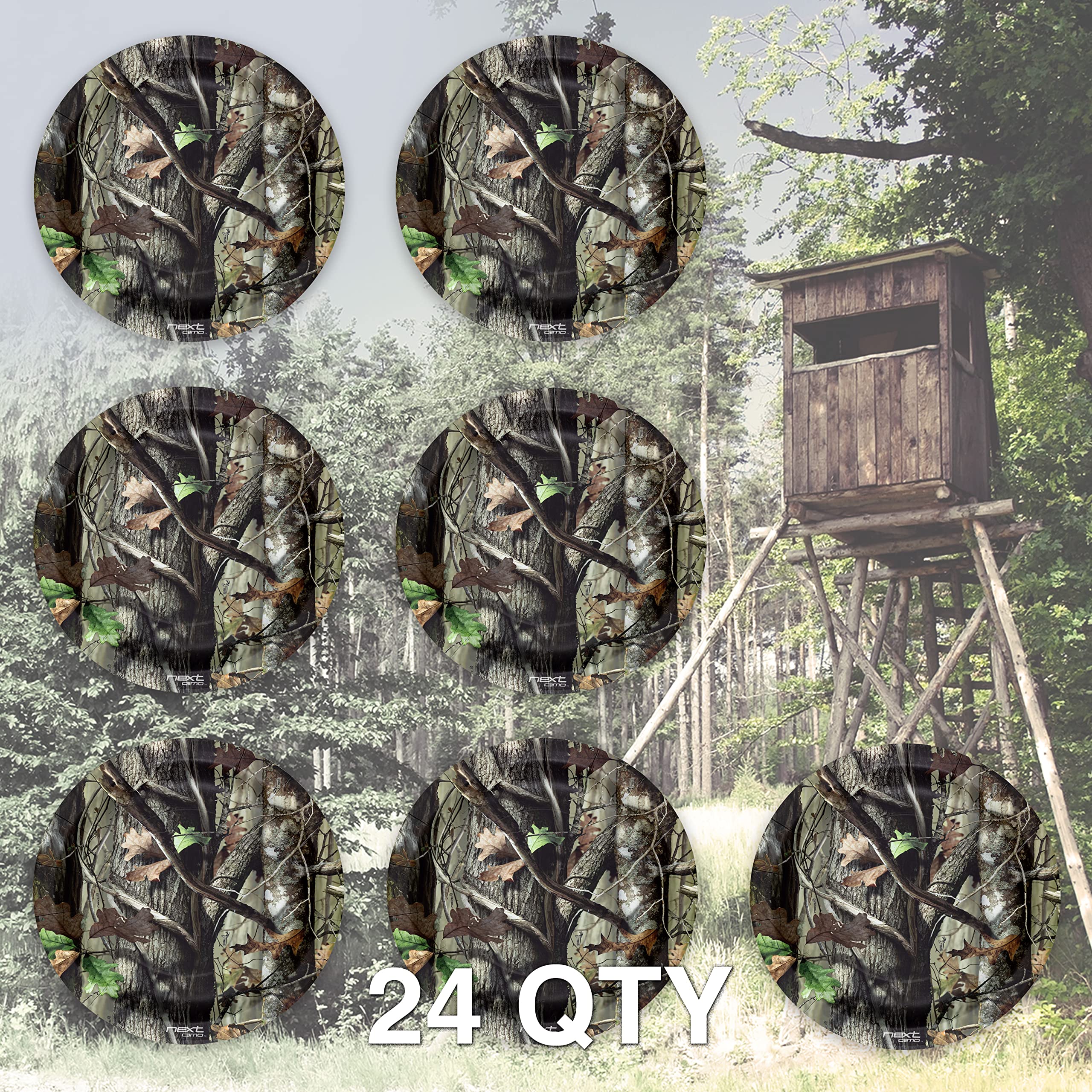9 Disposable Camouflage Paper Plates (24 Pack) - Camo Party Plates for Hunting, Birthday, Picnic & Outdoor Events - Perfect for Hunter Themed Parties, Camping Trips & BBQ Gatherings