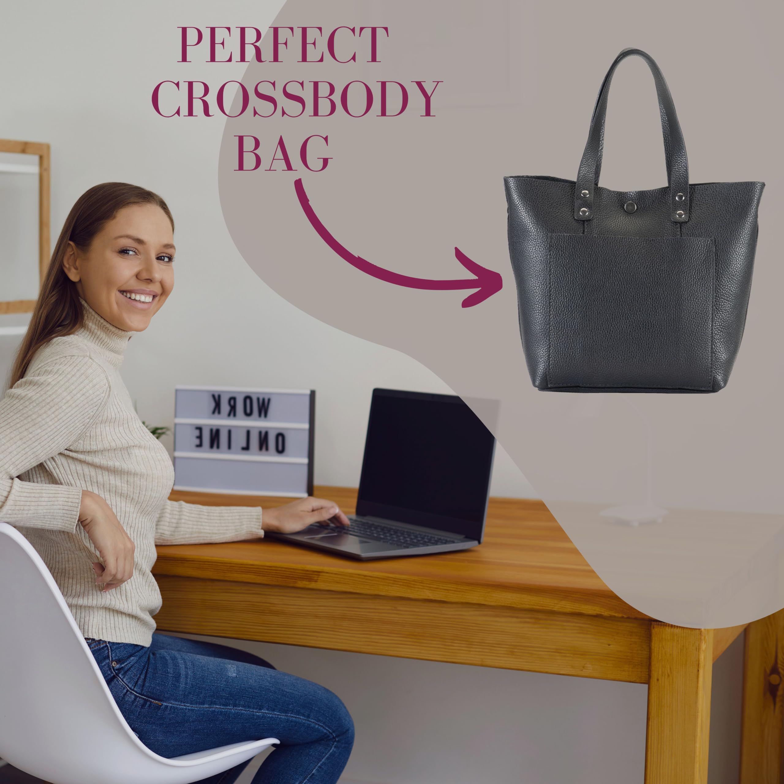 Genuine Leather Mini Crossbody Bag for Women - Stylish & Compact Purse for Everyday Use, Travel, Work & Date Night - Includes Wristlet Strap