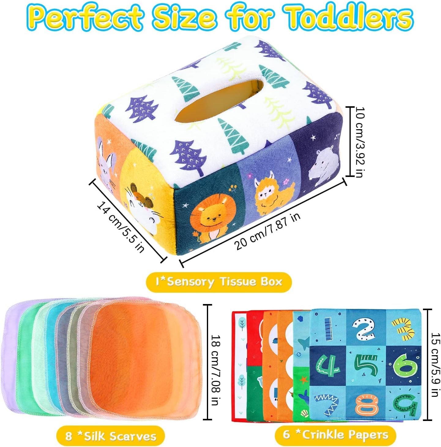 **Soft Stuffed High Contrast Baby Tissue Box Toy – Montessori Sensory Development Toy for Babies 18+ Months – Perfect Infant & Toddler Gift for Boys & Girls – Great for Playtime, Learning & Motor Skills Development**