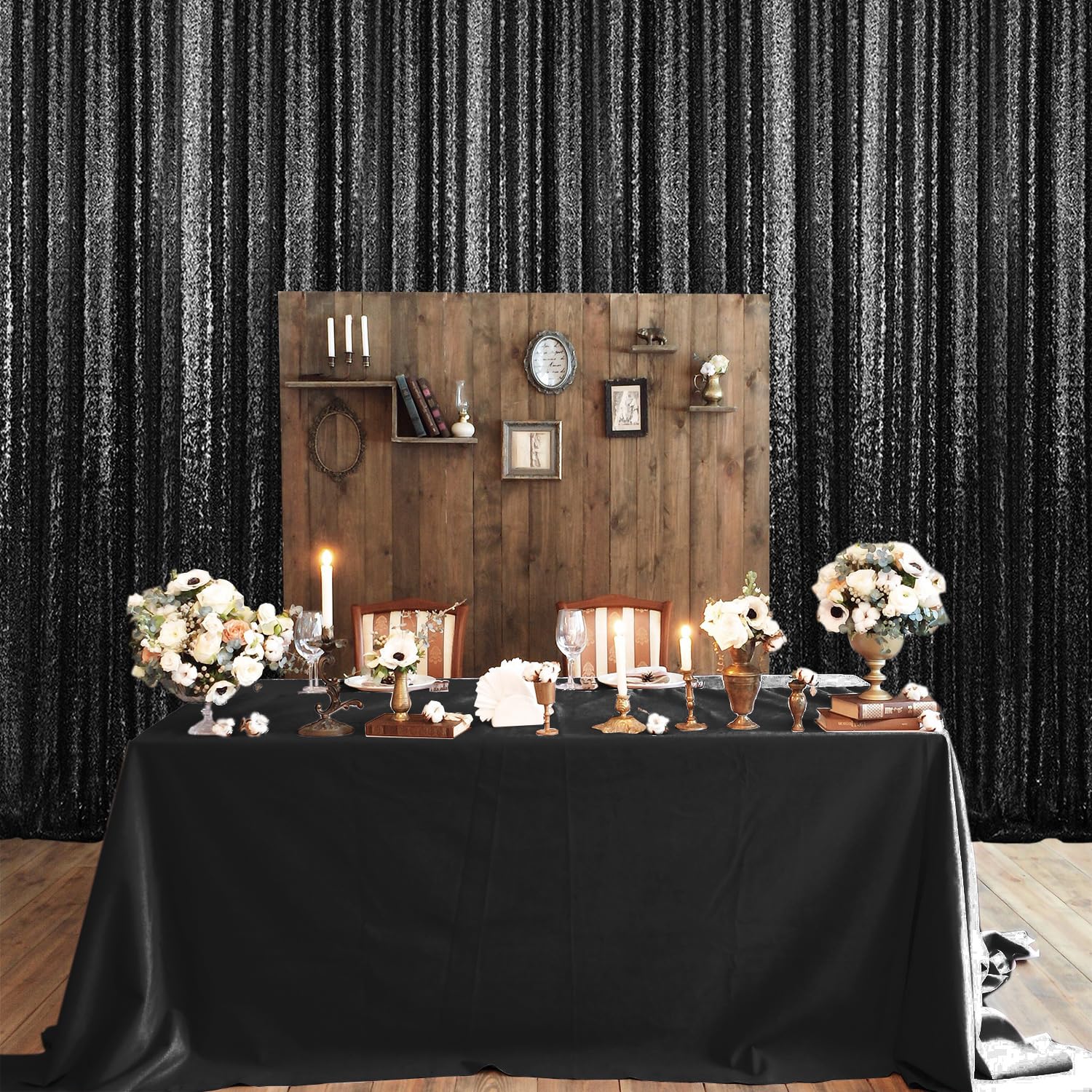 10×10FT Black Sequin Backdrop Curtain - Glitter Photography Background Fabric for Wedding, Party, Birthday Decor - Perfect for Stage, Photo Booth & Event Backdrops