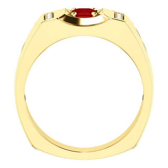 14K Gold Men's Ruby and Diamond Ring - 7/10 CT Ruby & 0.12 CTW Diamond Accent - Elegant Jewelry for Weddings, Anniversaries & Special Occasions