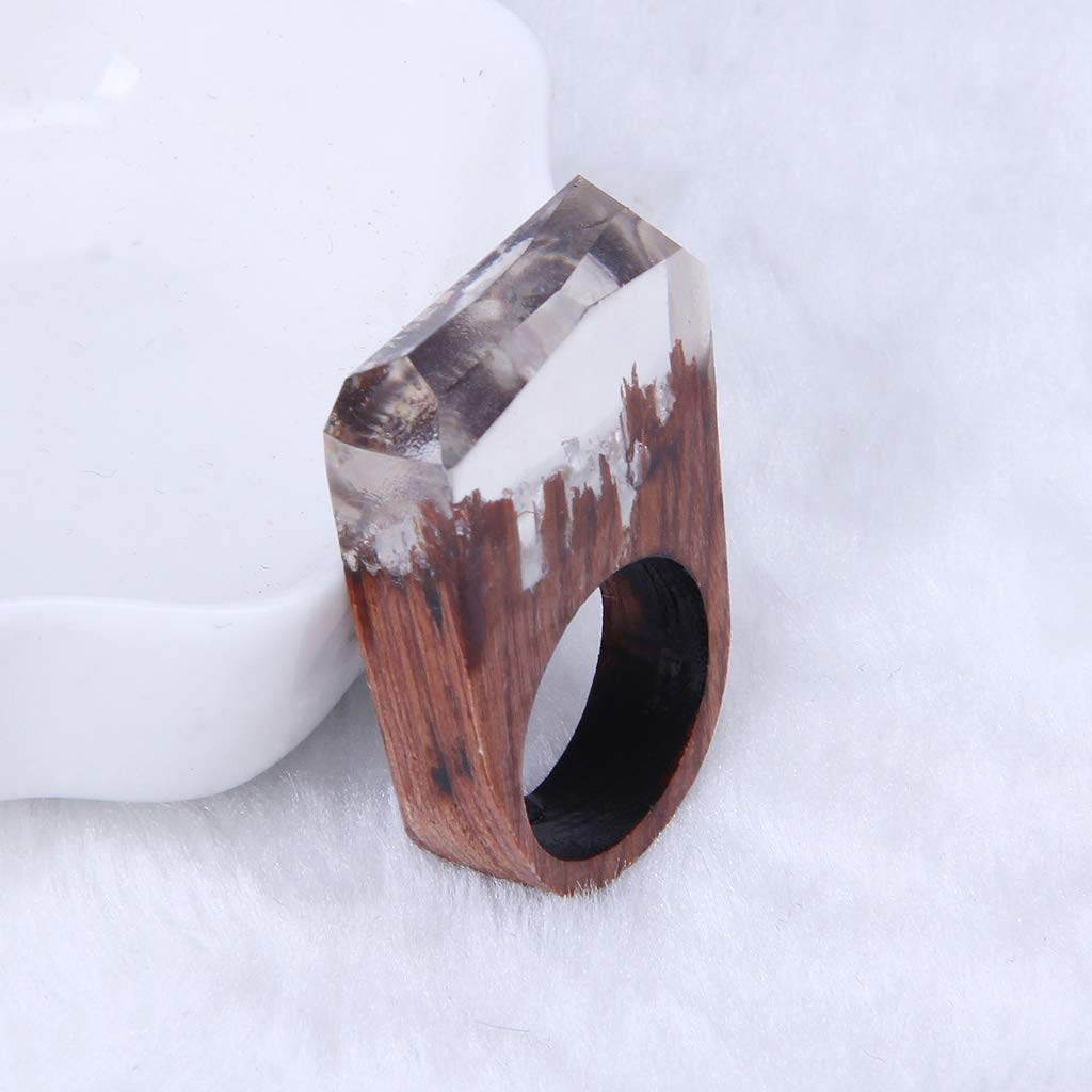 Handmade Wood Resin Ring with Secret Forest Scenery Inside - Unique Nature Inspired Jewelry for Women - Perfect for Gifts, Weddings & Boho Fashion
