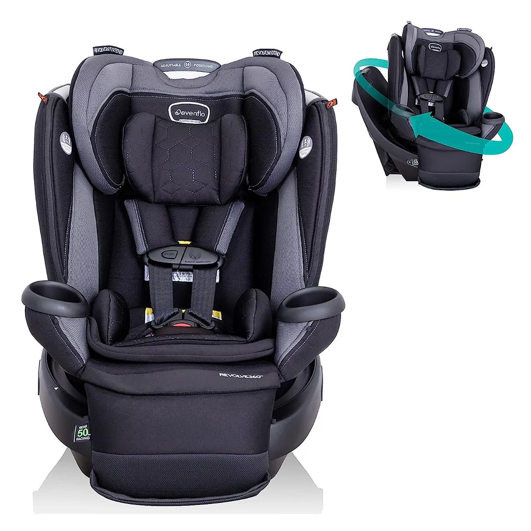 Revolve 360 Extend All-in-One Rotating Convertible Car Seat - Revere Black | 360° Swivel for Easy Entry & Exit | Rear to Forward Facing | Safe for Newborns to Toddlers | Perfect for SUVs and Minivans