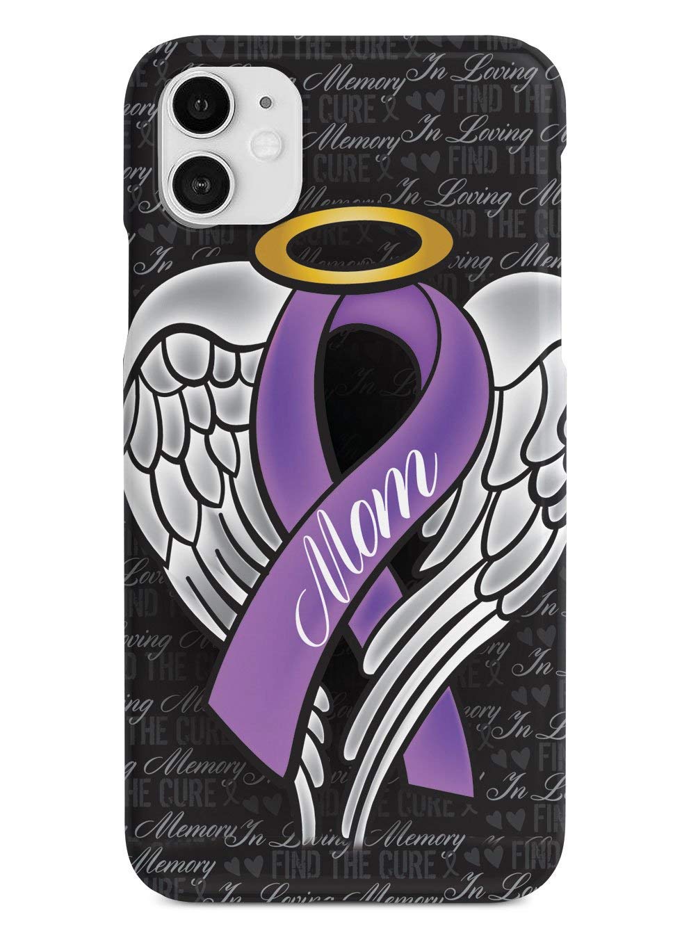Inspired Cases - Premium 3D Textured Protective Phone Case Compatible with Apple iPhone 12 - Purple Ribbon Design in Loving Memory of My Mom - Perfect for Everyday Use, Gifts & Special Occasions