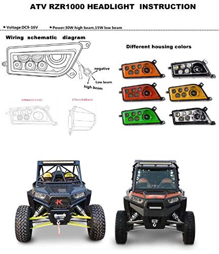 30W ATV LED Headlights for Polaris RZR XP 1000 GENERAL - High Power Off-Road Lighting (Pack of 2) | Perfect for Night Trail Riding, Dune Bashing & Off-Road Adventures