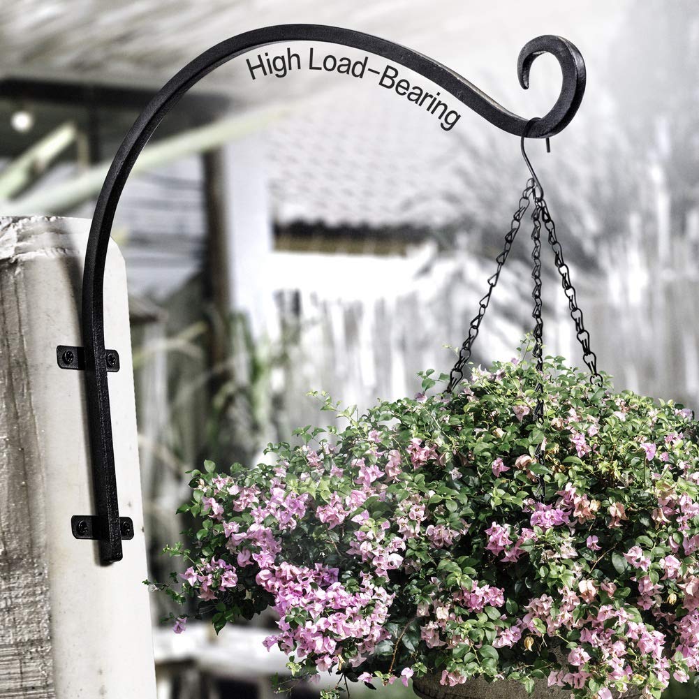 2 Pack Heavy Duty Outdoor Bird Feeder Brackets - 16 Inch Metal Wall Hooks for Hanging Planters, Flower Baskets & Bird Feeders - Perfect for Garden, Patio & Balcony Decor