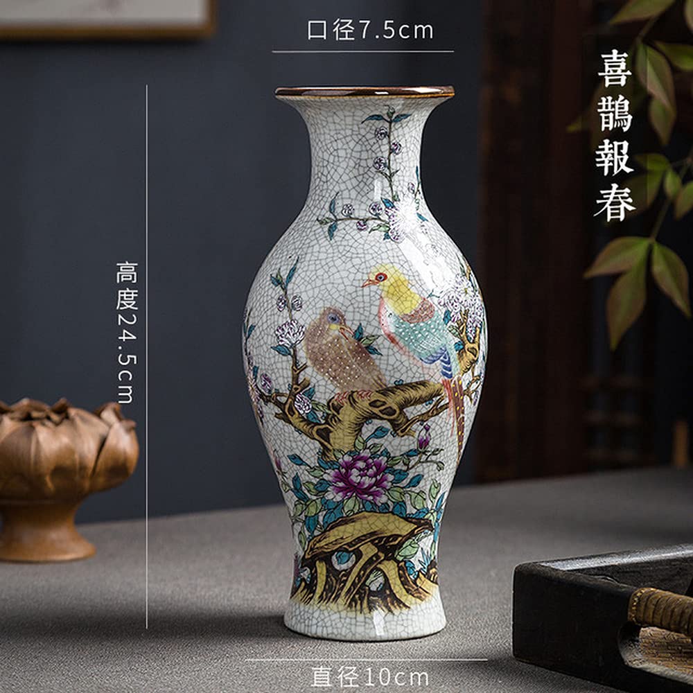 24.5cm Jingdezhen Ceramic Vase - Handcrafted Chinese Antique Flower Vase for Home Decor, Living Room Centerpiece, Wedding & Dining Table Decoration