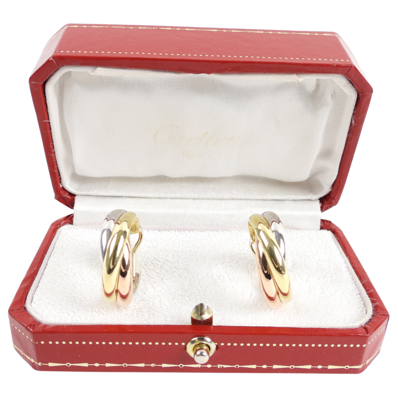 Cartier 18k Tri-Color Gold Trinity XL Hoop Earrings for Women - Luxury Jewelry Gift for Anniversary, Birthday & Special Occasions