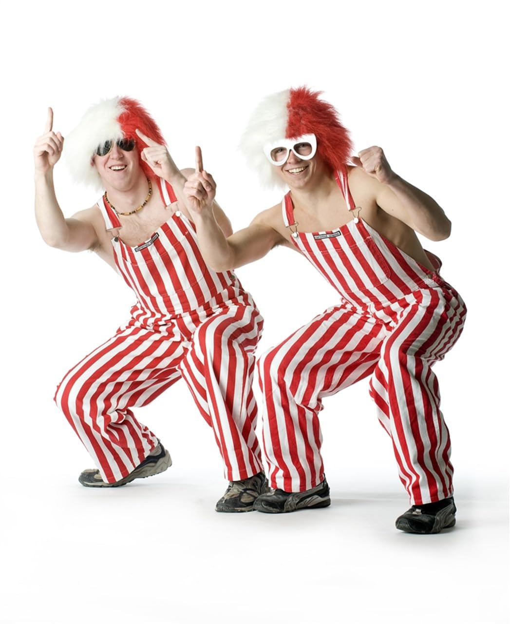 Red & White Striped Adult Overalls for Men & Women - Game Day Outfit, Sporting Events & Tailgating - Perfect for Football, Baseball, and College Parties