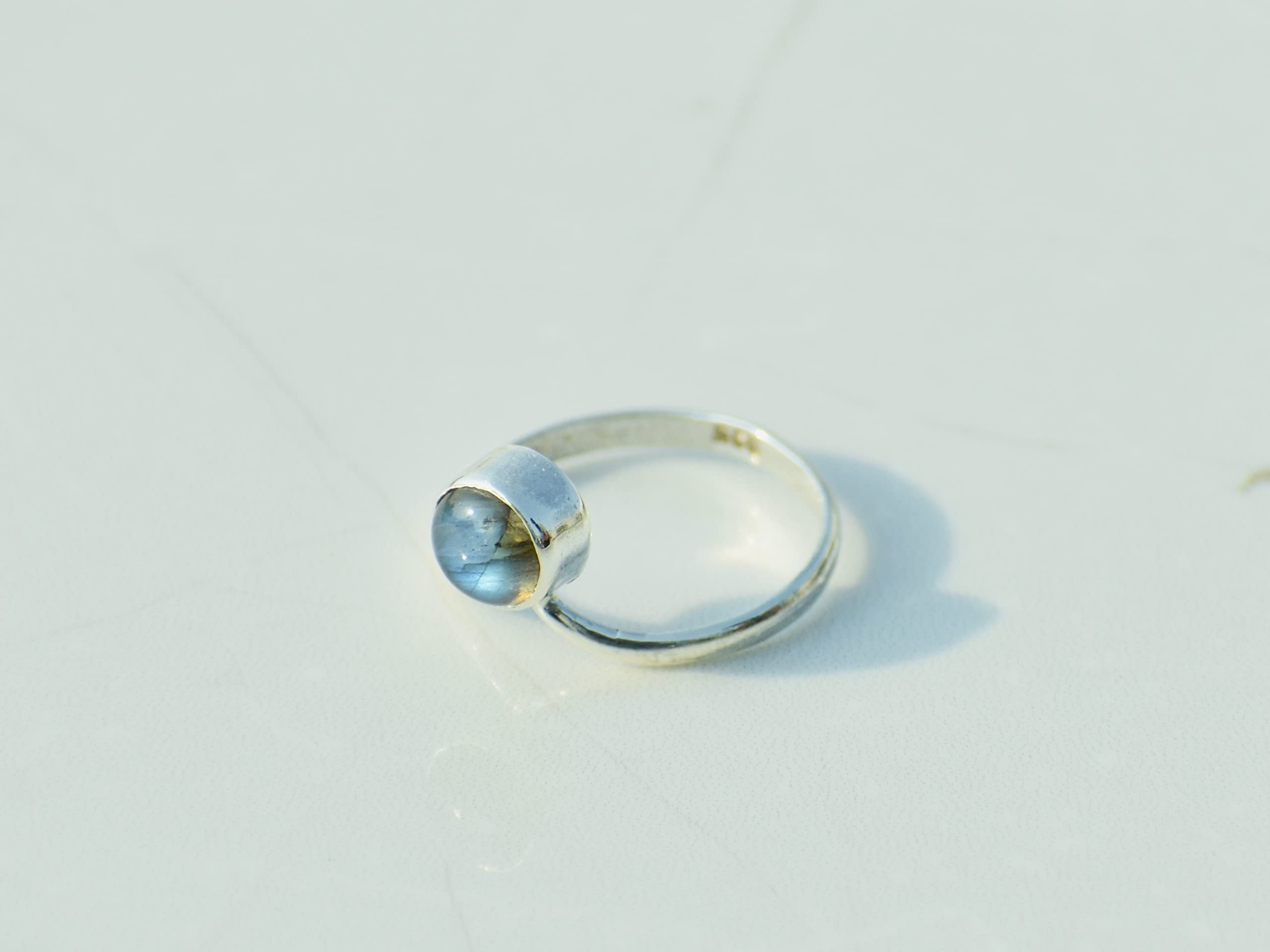 Blue Labradorite Ring - 925 Sterling Silver Handmade Wave Ring for Women | Round Labradorite Gemstone Birthstone Jewelry | Perfect Gift for Her, Elegant for Daily Wear & Special Occasions