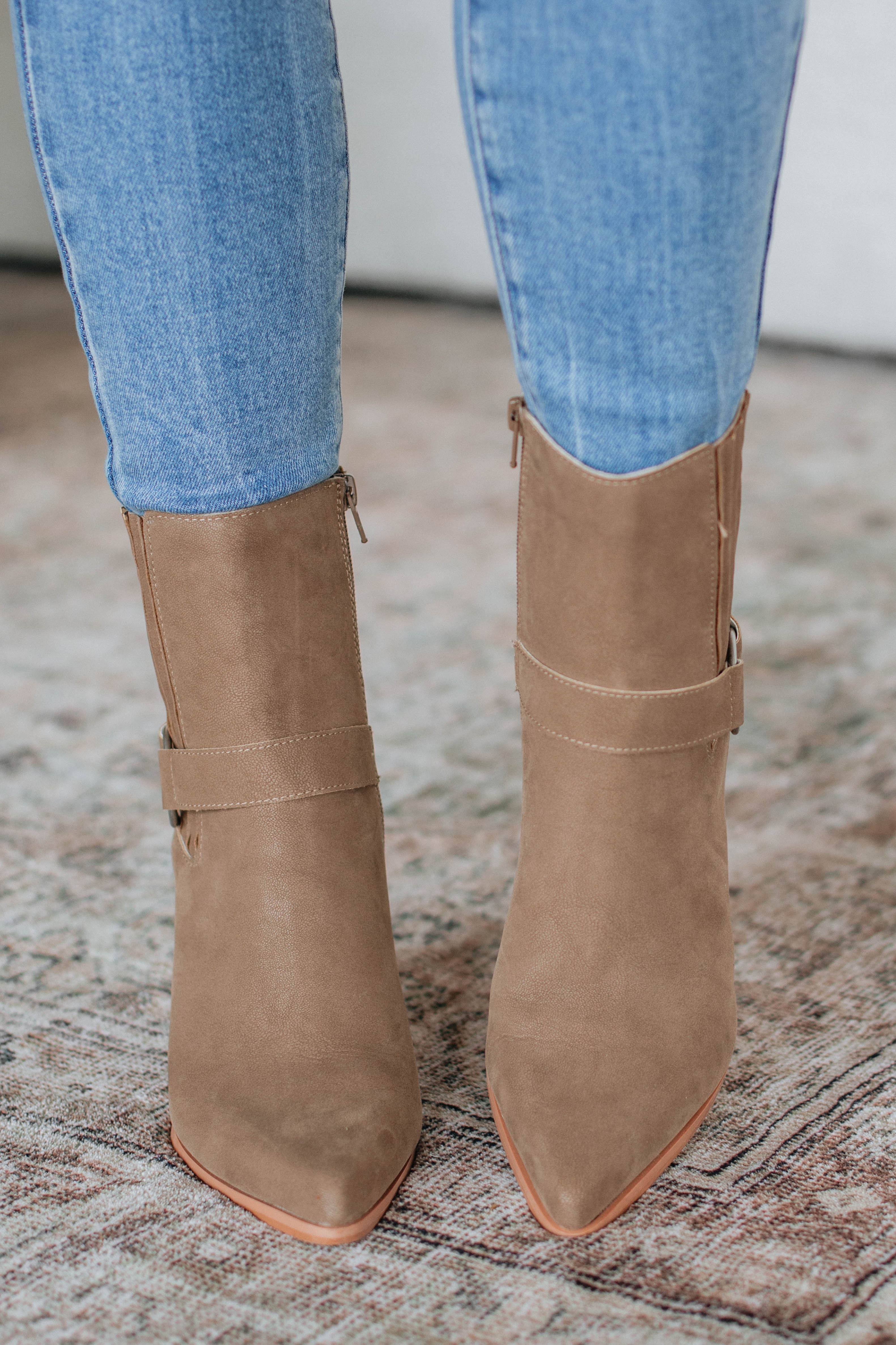 Reckless Attitude Boots in Dark Taupe - Stylish Women's Ankle Boots for Fall & Winter Fashion | Perfect for Casual Outfits, Date Nights & Office Wear