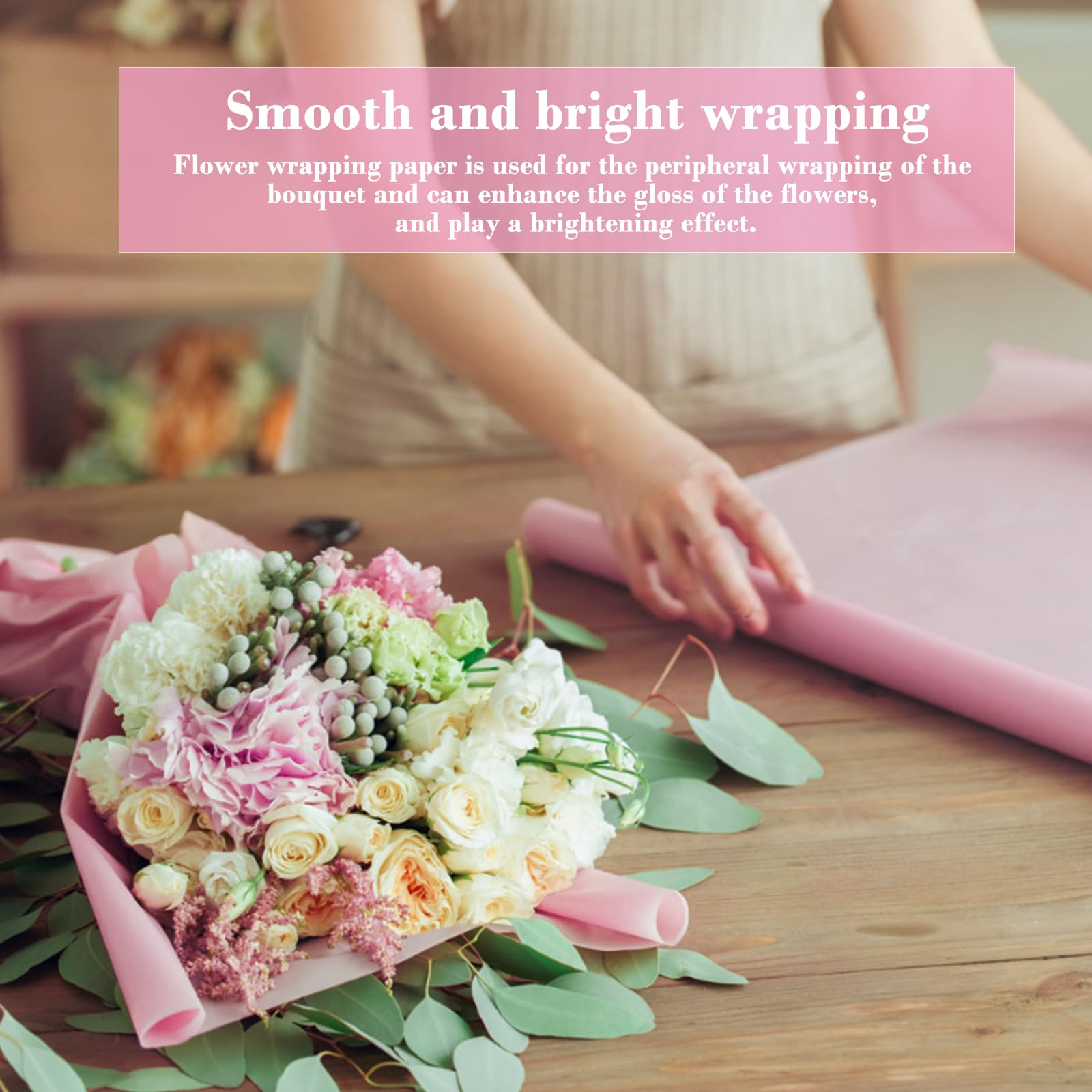 24 Sheets Floral Wrapping Paper - Premium Bouquet Gift Wrap for Birthdays, Graduations, Weddings & Valentine's Day | Elegant Misty Pink Design | Perfect for DIY Flower Arrangements & Thoughtful Gift Presentation