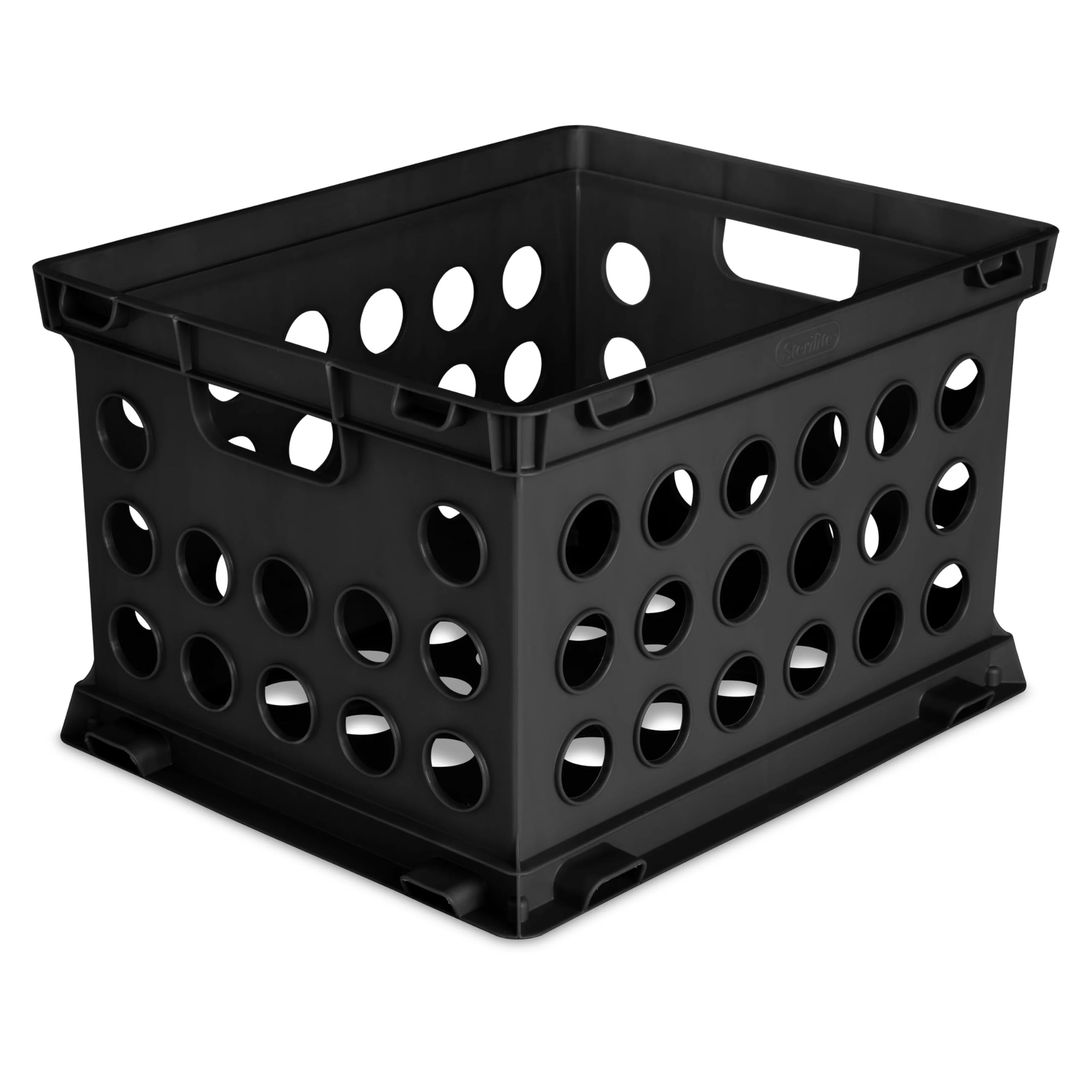 Stackable Plastic File Crate with Handles - Organizer Storage Bin for Home, Office, School & Garage - Perfect for Document Organization, Office Supplies & Household Storage (Black)