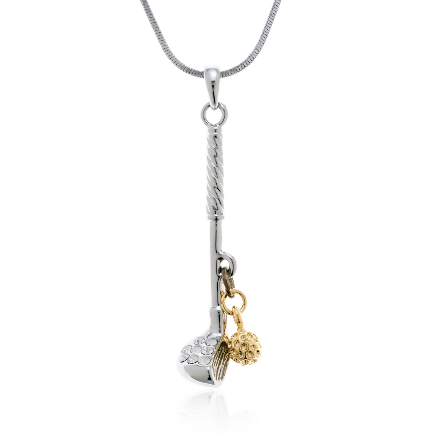 PammyJ Silvertone Golf Club Charm Pendant Necklace - 17 Inch Adjustable Chain - Perfect Gift for Golf Lovers & Sports Enthusiasts - Ideal for Golf Tournaments, Birthdays & Casual Wear