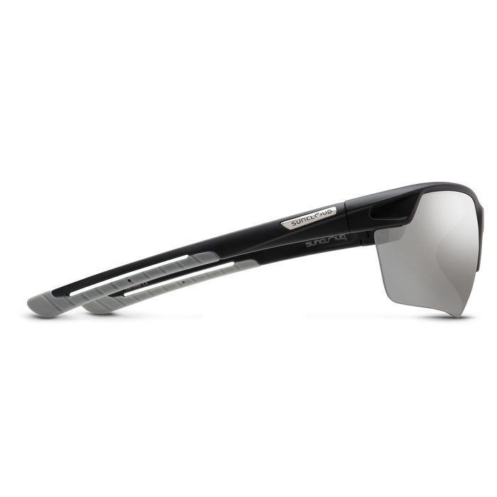 Contender Matte Black & Polarized Silver Mirror Lens Sunglasses - Stylish UV Protection for Outdoor Sports and Driving