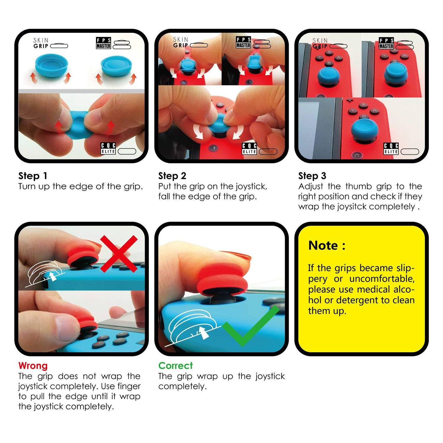 Skull & Co. Thumb Grip Set for Nintendo Switch Joy Con Controller - Ergonomic Joystick Covers for Enhanced Gaming Comfort (Black) - Perfect for Long Gaming Sessions and Competitive Play