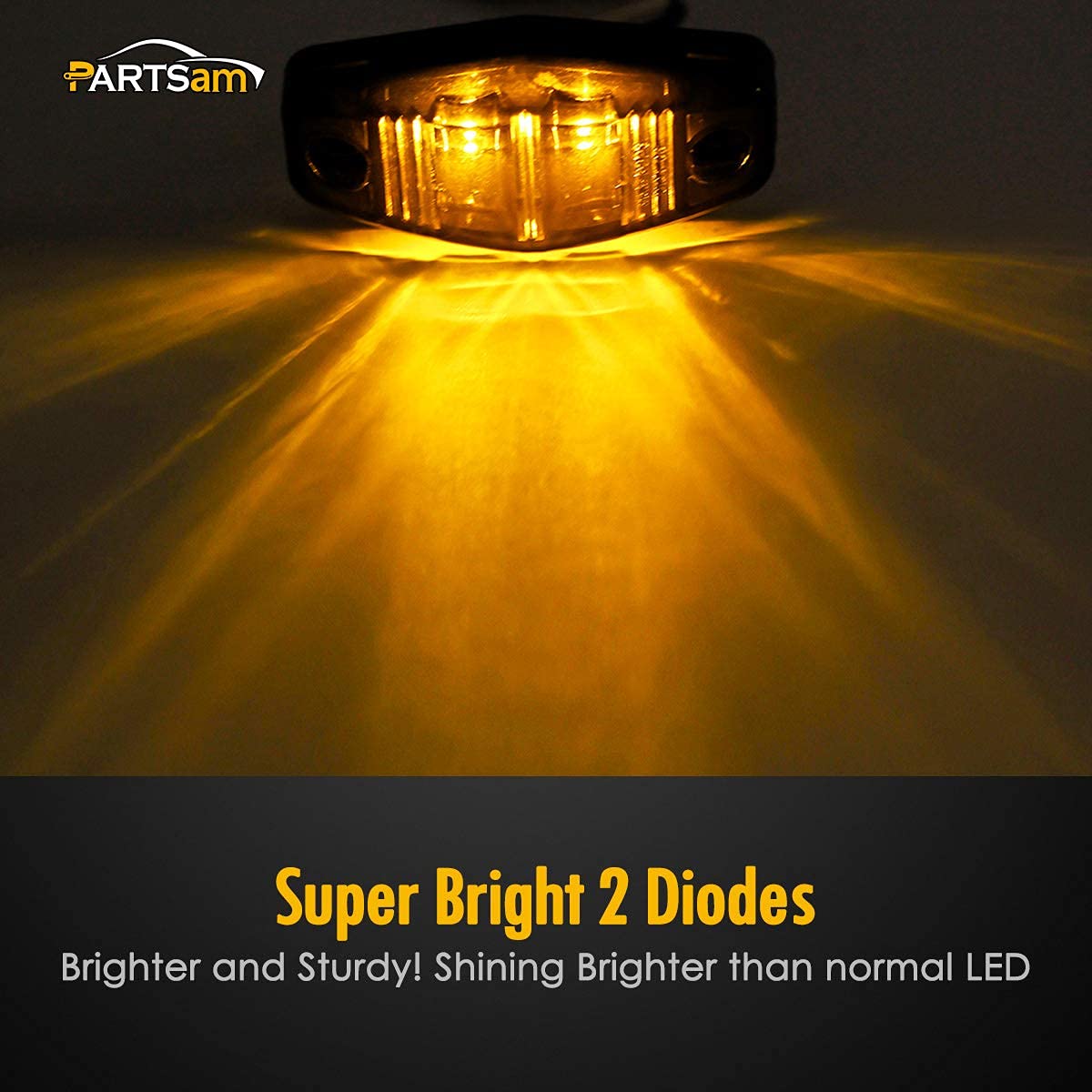 PARTSAM LED Trailer Lights Kit - 4 Amber & 2 Red Smoked 2.5