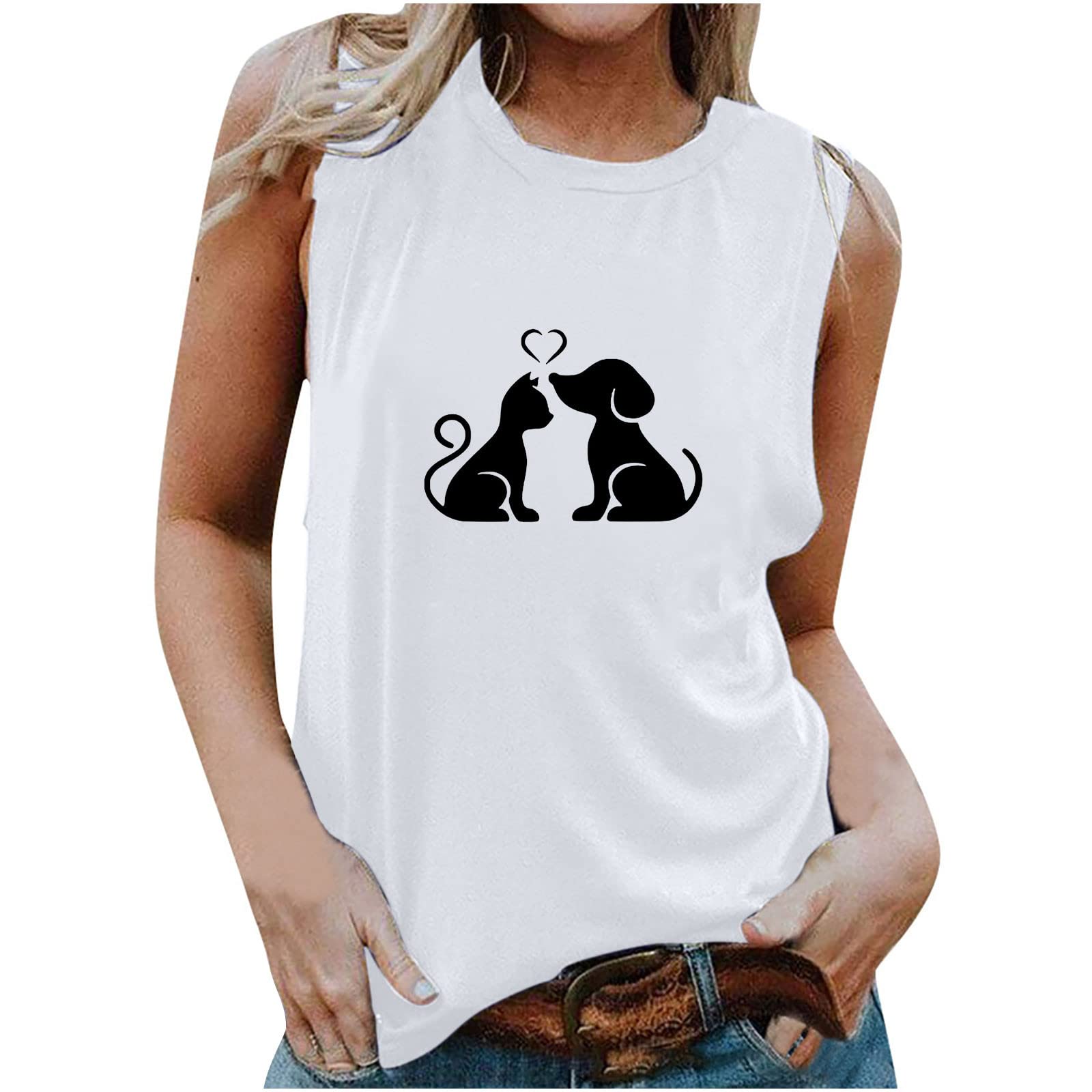 Women's Skull Print Sleeveless Tank Top - Summer Casual Round Neck Blouse for Women | Perfect for Beach, Music Festivals & Streetwear Fashion