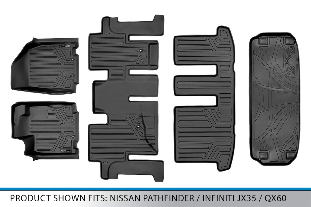 Premium SMARTLINER All-Weather Floor Mats & Cargo Liner Set - Custom Fit for 2013-2020 Nissan Pathfinder, 2013 Infiniti JX35 & 2014-2020 QX60 - Heavy Duty Black Car Mats for SUV Protection - Perfect for Family Road Trips, Off-Road Adventures & Daily Commutes