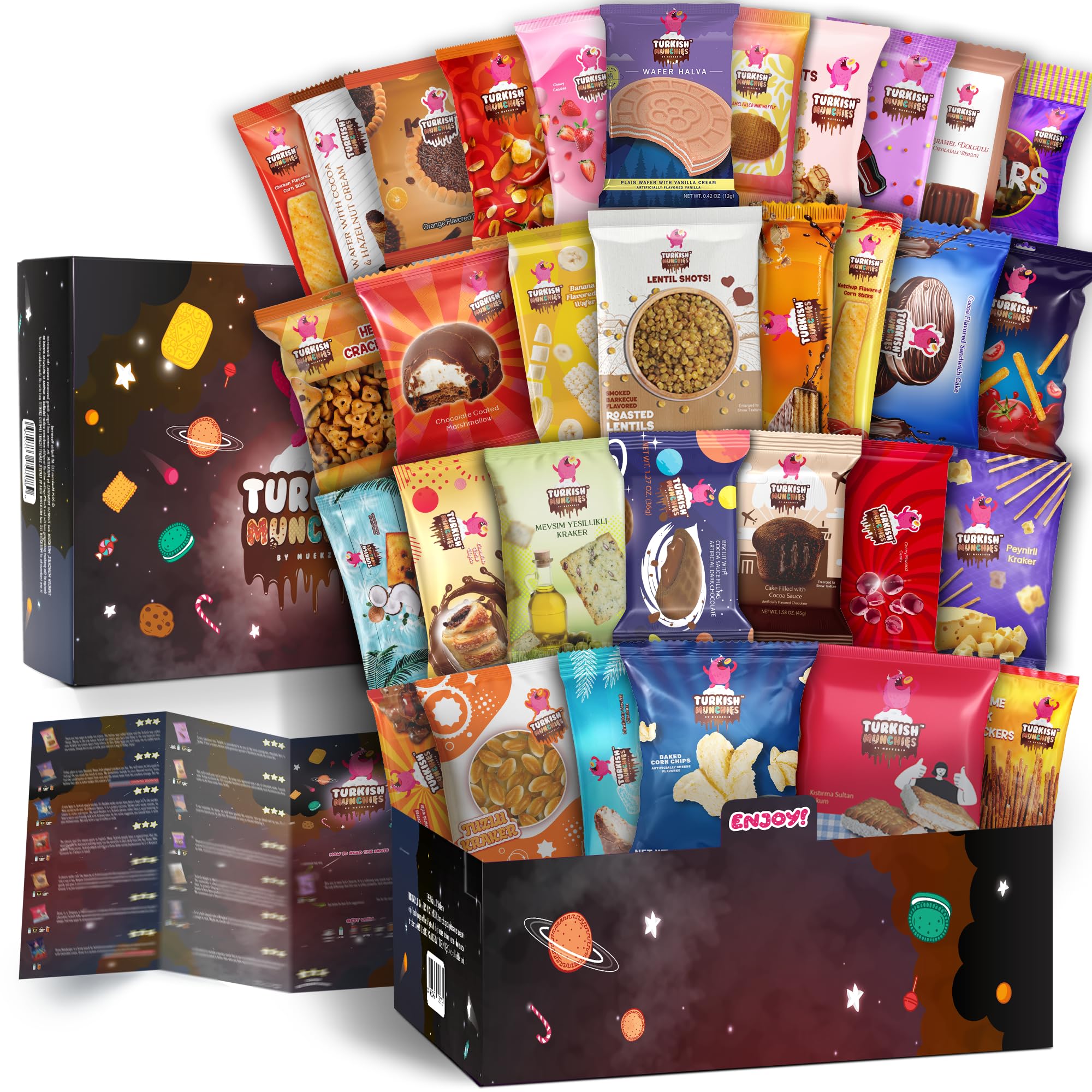 Premium International Snack Box | 32 Exotic Global Snacks & Candies from Turkey, Asia & Worldwide | Unique Gourmet Food Gift for Adults & Kids | Perfect for Parties, Office Treats & Cultural Food Exploration