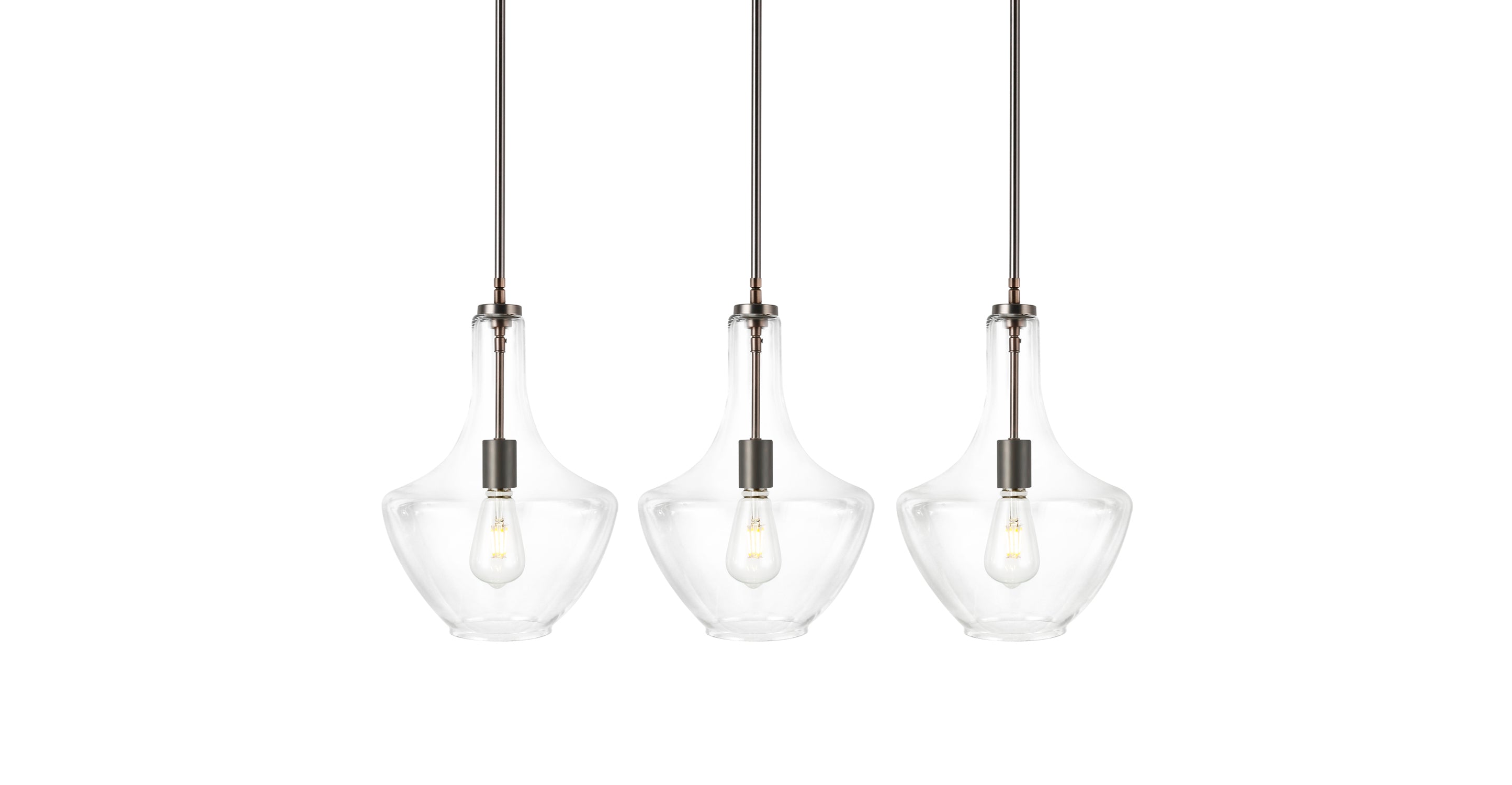 Modern 3-Light Pendant Island Lighting Fixture for Kitchen Dining Room - Brushed Nickel Finish, Adjustable Height, Dimmable LED Bulbs Included - Perfect for Home, Restaurant, and Cafe Decor