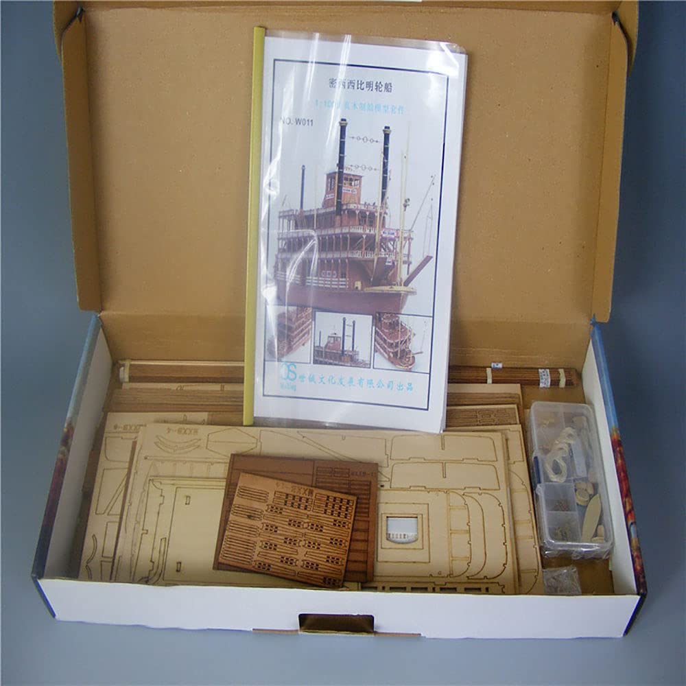 1/100 Scale US Mississippi Steamer Ship Model Kit - Premium Wooden Boat Building Set for Adults & Collectors - Perfect for Home Decoration, DIY Projects and Gift Giving