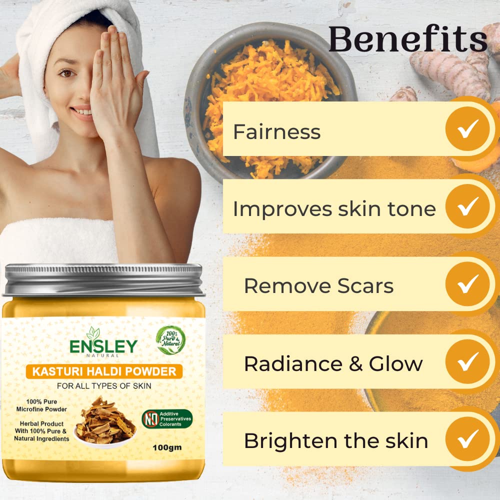 Ensley Natural Kasturi Haldi & Rose Petals Powder with Lemon Peel - 400g Ubtan Pack (4x100g) for Glowing Skin & Ayurvedic Beauty Rituals | DIY Face Mask & Body Scrub