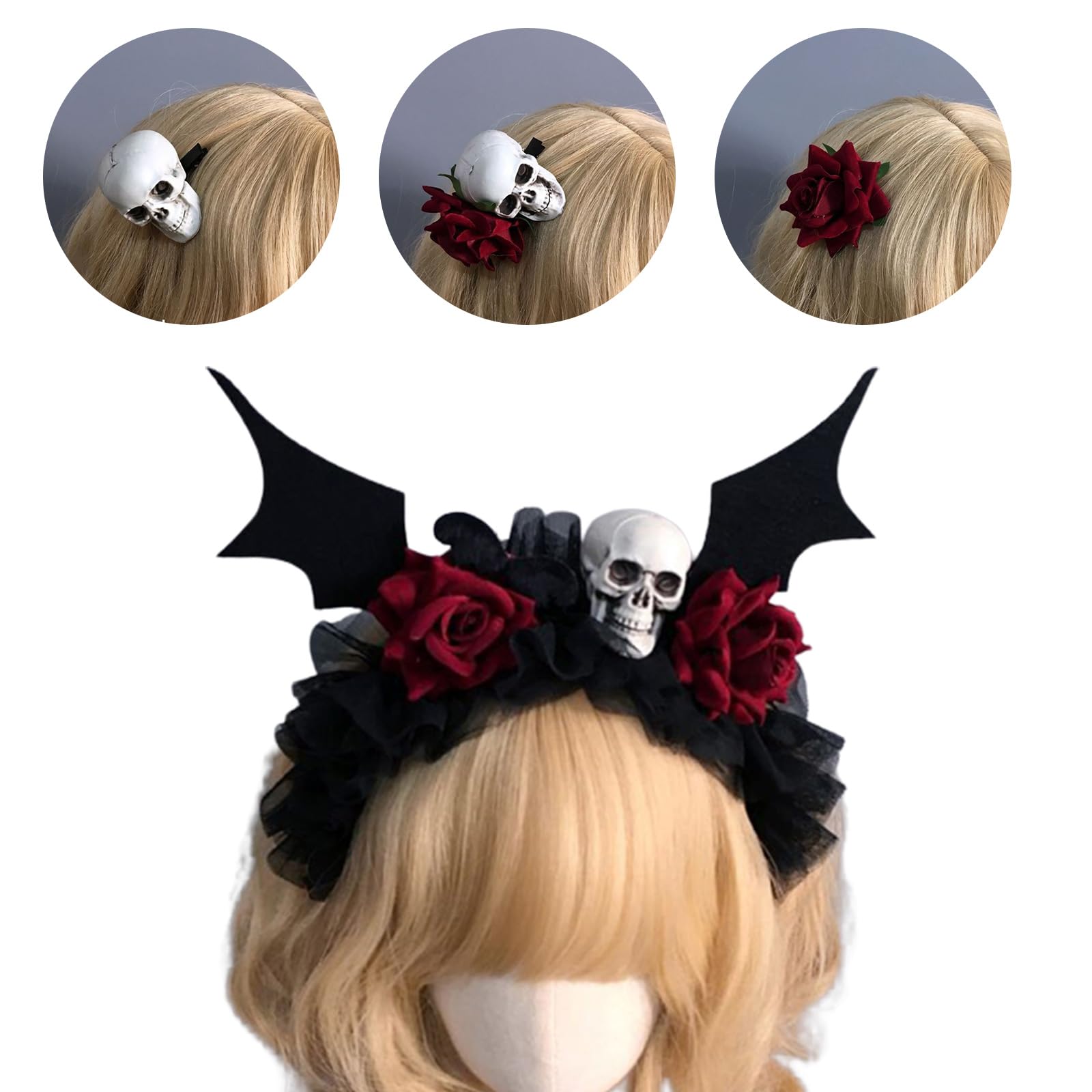 Gothic Rose Hairband with Veil - Elegant Dark Floral Headpiece for Women | Perfect for Cosplay, Halloween, Day of the Dead Costumes | Gothic Wedding, Victorian Party & Dark Fashion Event Accessory | Great for Themed Parties, Photo Shoots & Alternative Fashion Styles | Ideal for Gothic Lolita, Steampunk Outfits & Dark Aesthetic Photography