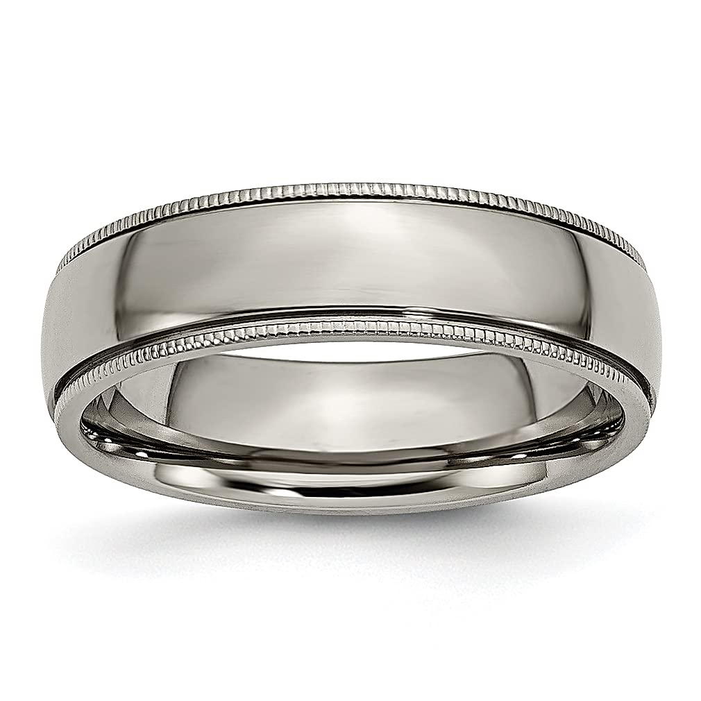 ICE CARATS Titanium 6mm Beaded Edge Band Ring - Classic Milgrain Wedding Ring for Men, Durable Titanium Jewelry Gift for Him, Dad, Husband - Perfect for Anniversaries, Engagements & Special Occasions