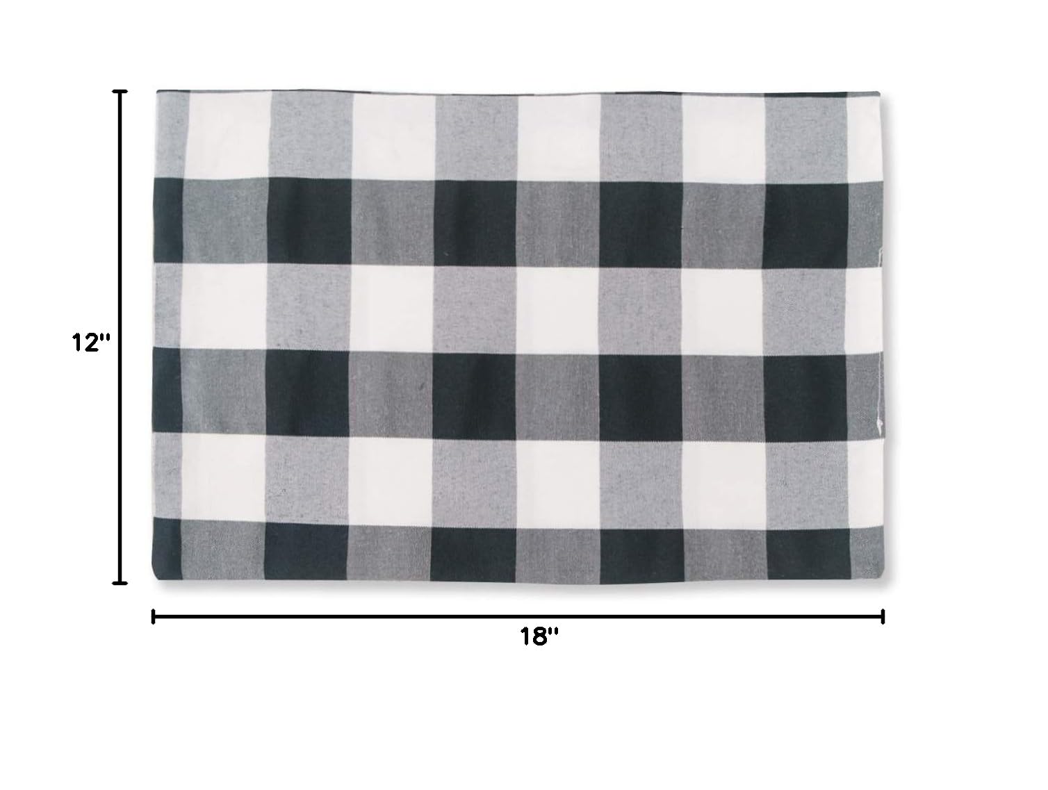 Black and White Cotton Buffalo Check Placemats Set of 4 - Heat Resistant 12x18 Inch Table Mats for Dining & Kitchen - Perfect for Holiday Dinners, Casual Meals, and Home Decor