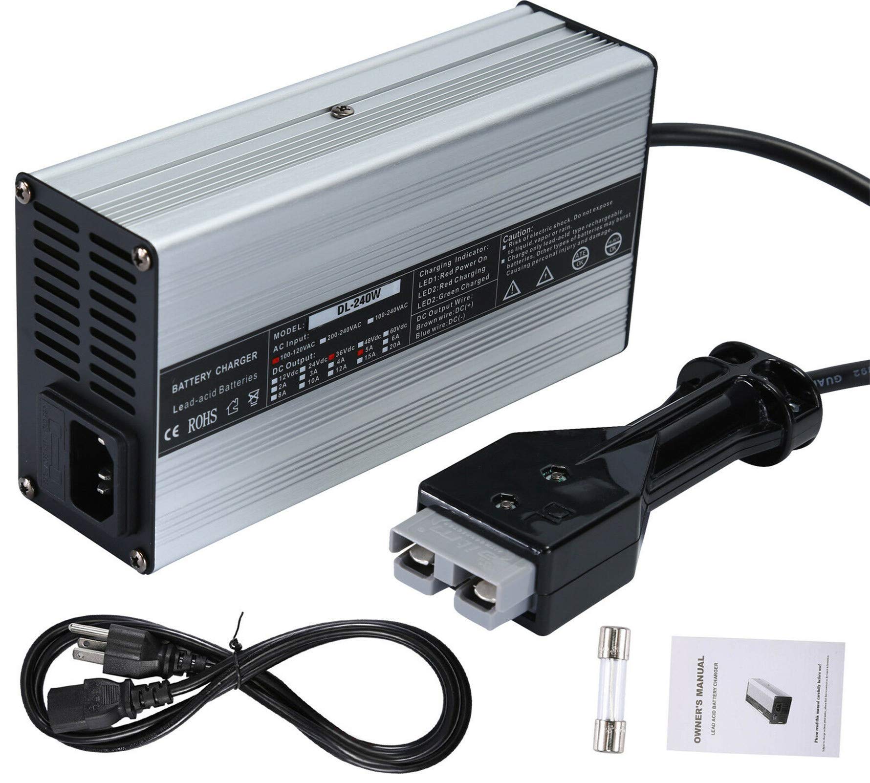 36V 5A Golf Cart Battery Charger with SB50 Plug - Portable Lightweight Slim Charger for EZGO TXT, Club Car & Yamaha Golf Carts - Perfect for Home, Course & RV Use